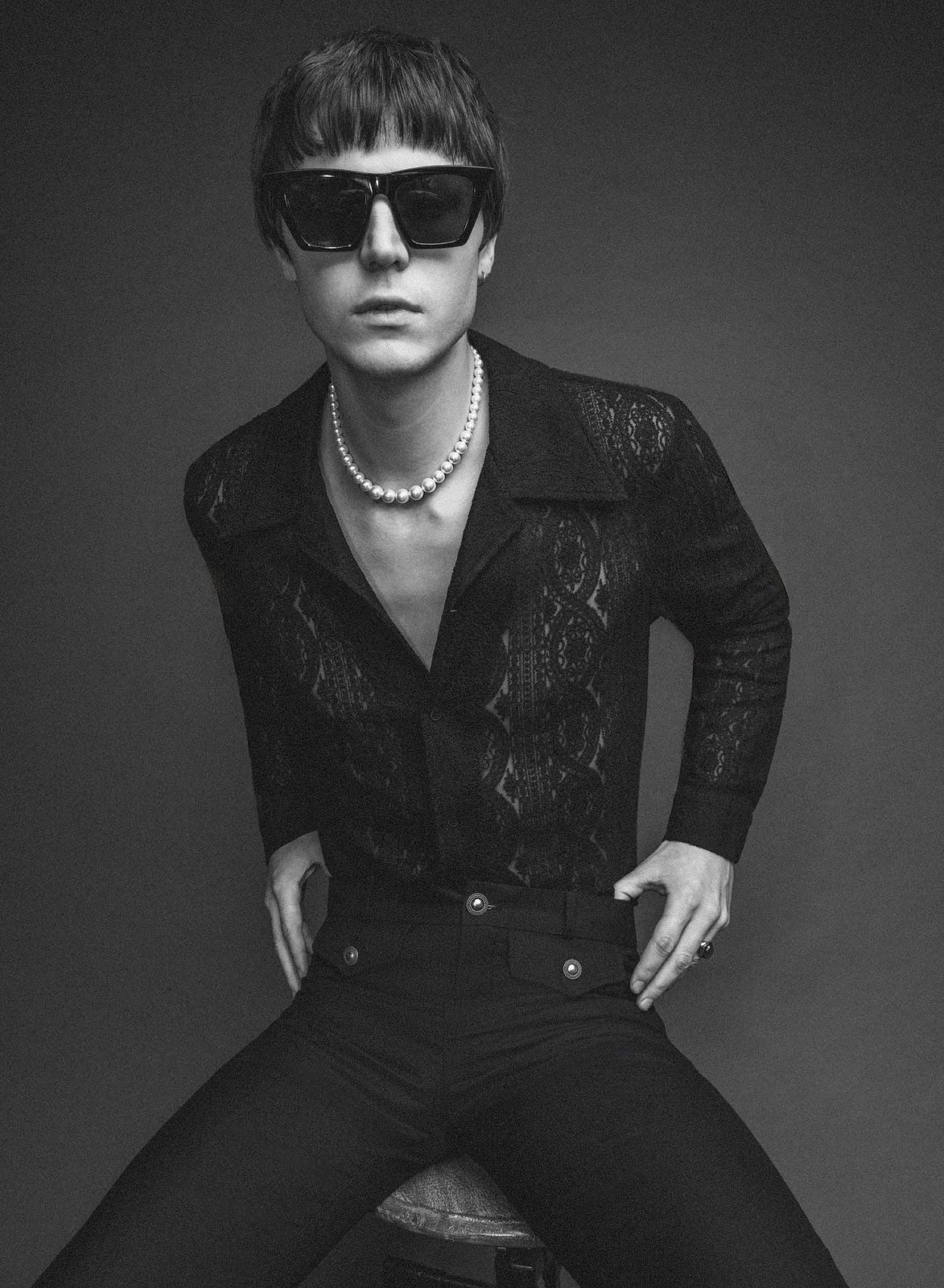 Western Black Lace Embroidery Shirt