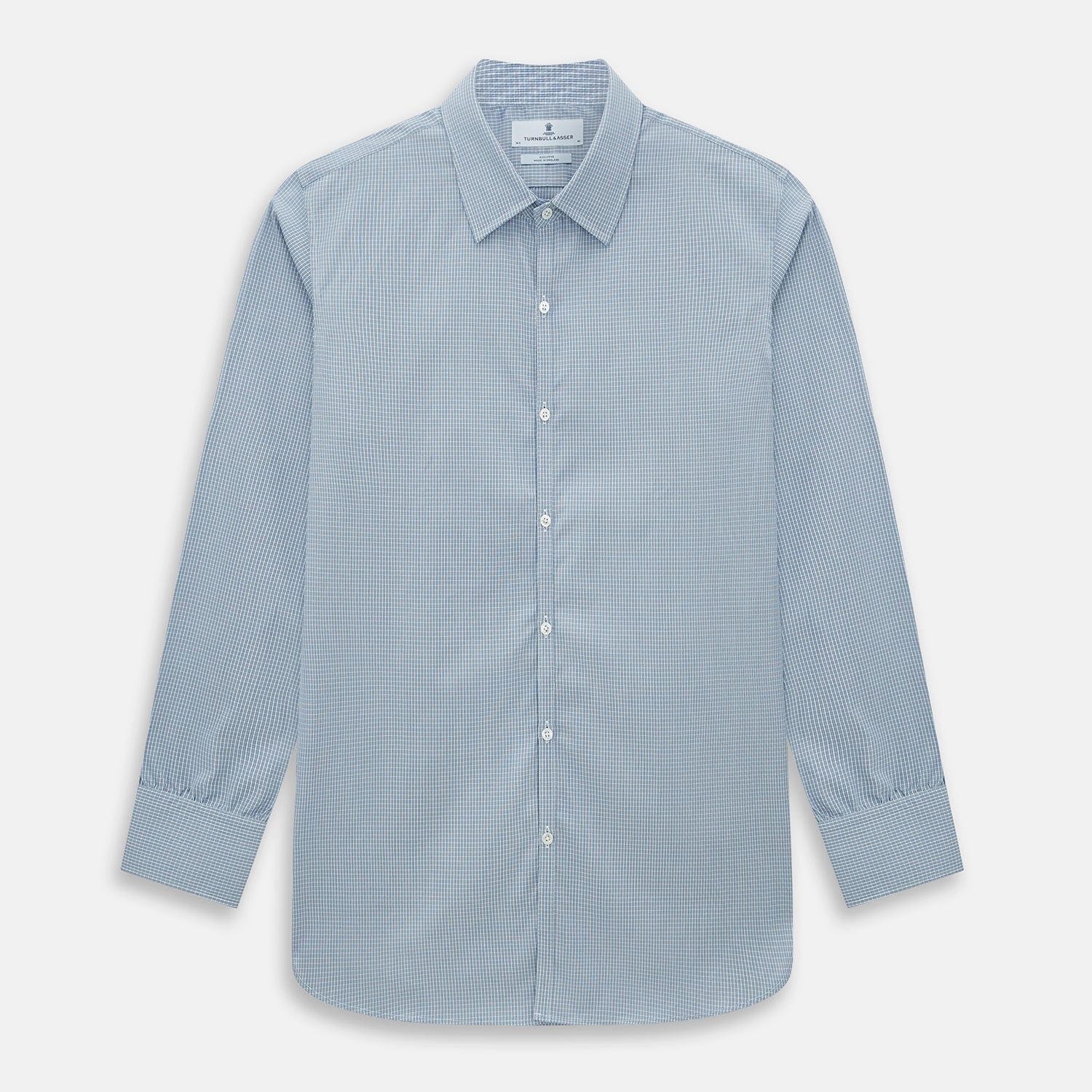 BLUE AND BROWN MICRO SHADOW CHECK WESTMINSTER SHIRT