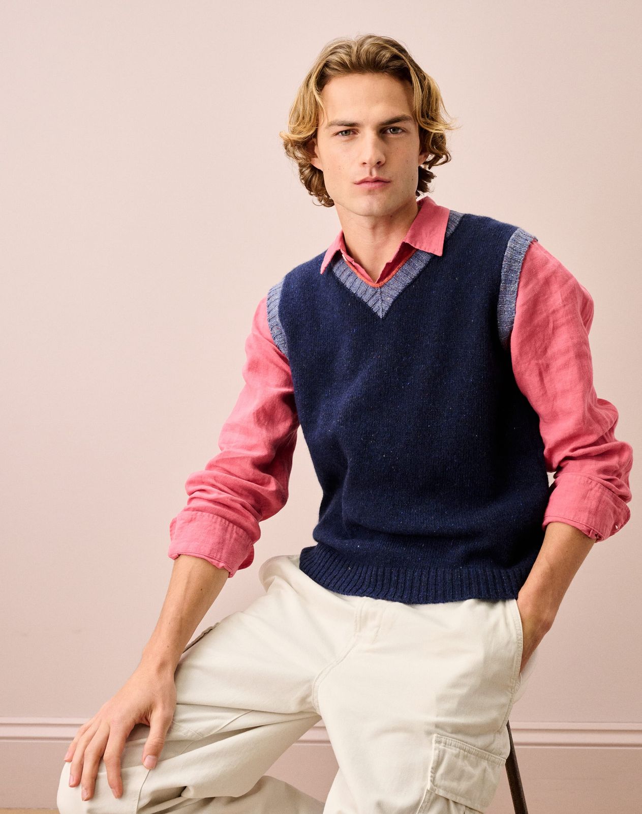 Wool Donegal Contrast Trim Tank