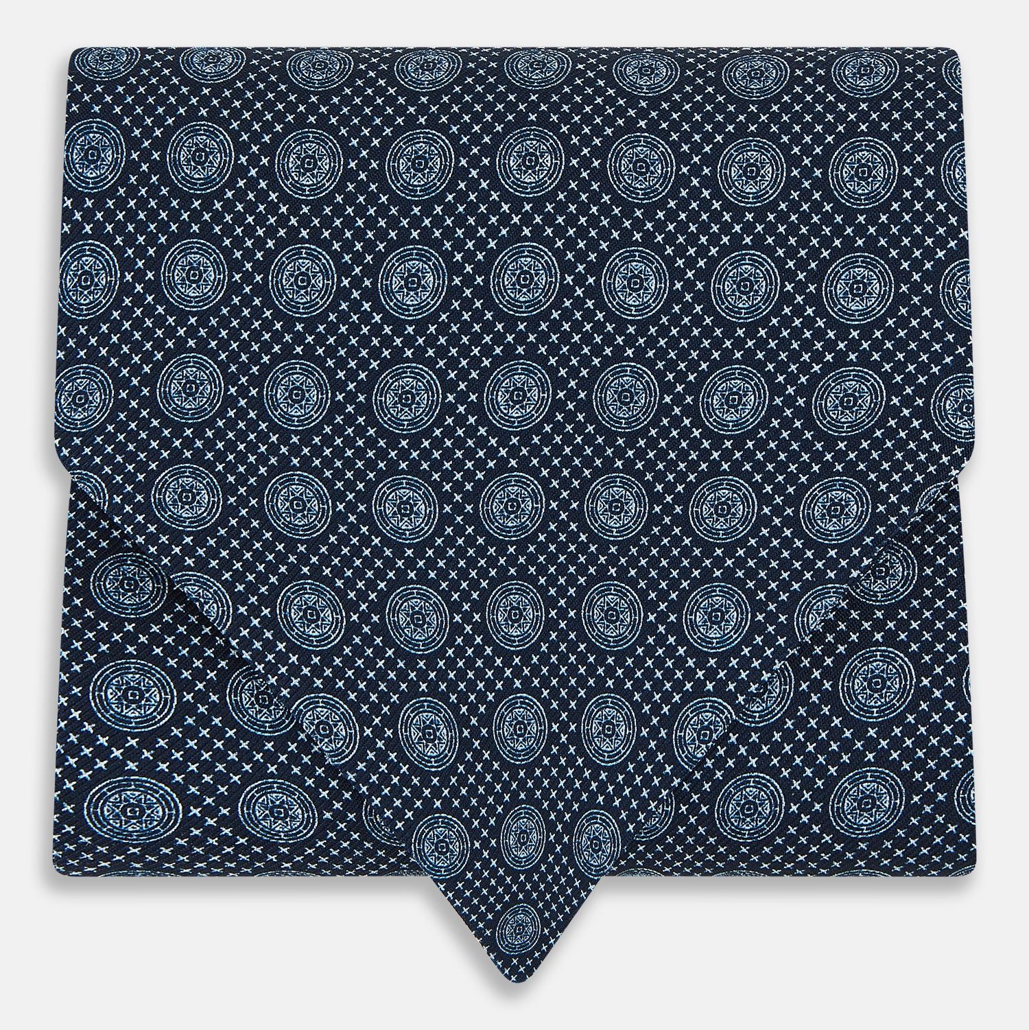 Navy Medallion Silk Cravat