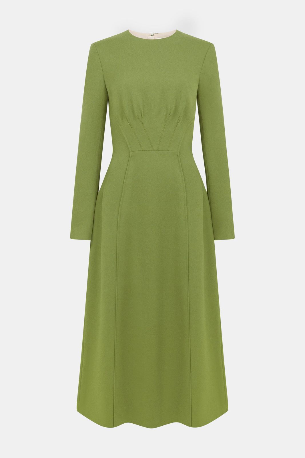Collinson Dress In Olive Single Wool Crepe