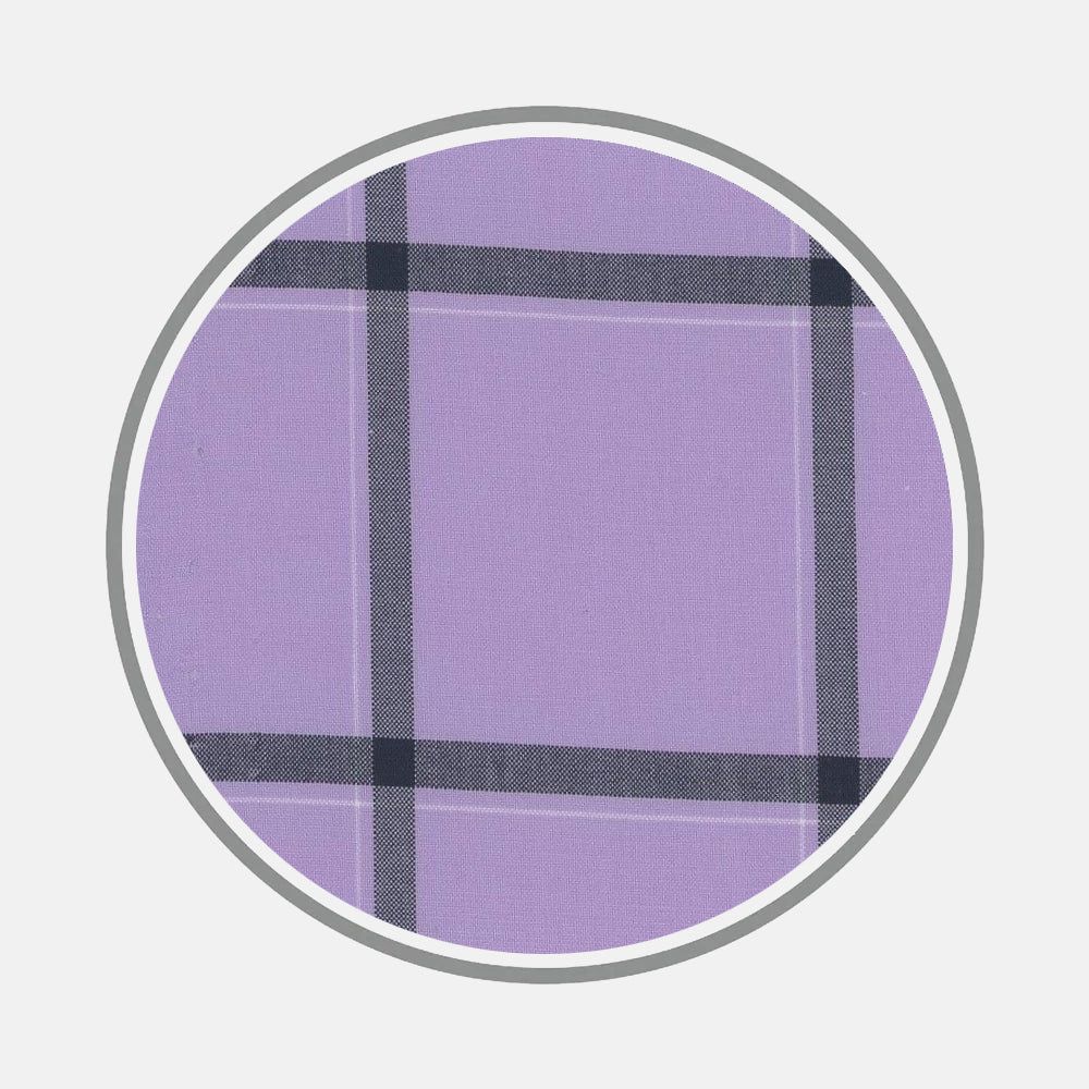 Wide Navy Check Mauve Fabric
