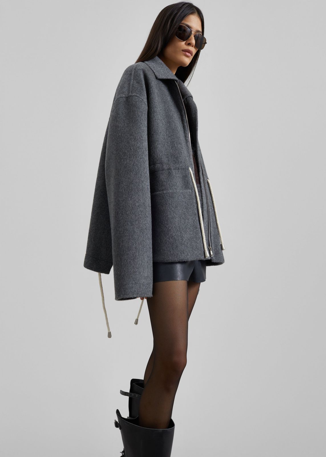 Lemvig Wool Drawstring Jacket - Grey