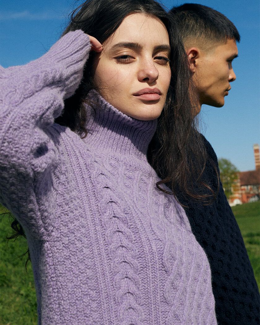 The Turtleneck Lambswool Aran - Lilac