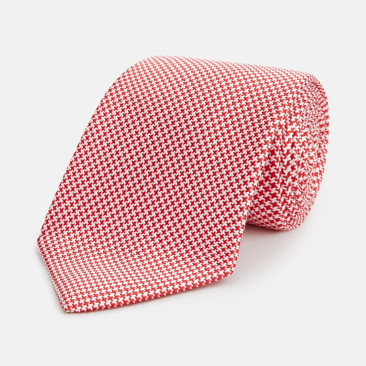 Red Houndstooth Silk Tie