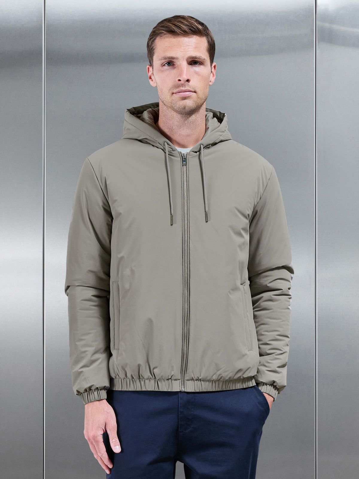 Shell Padded Windbreaker in Taupe