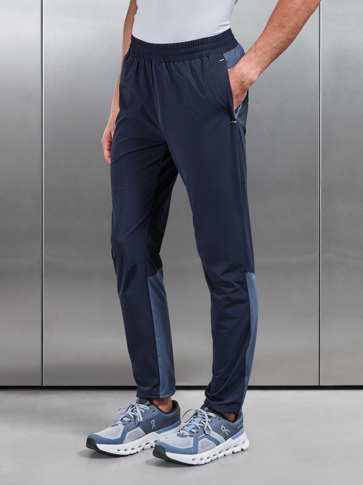 Active Colour Block Trackpant in Navy Steel Blue