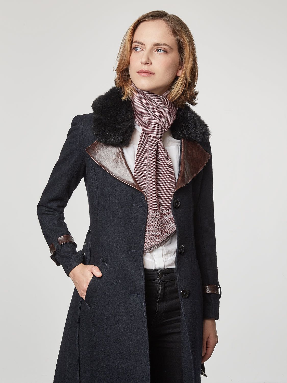Red Merino Slant Scarf