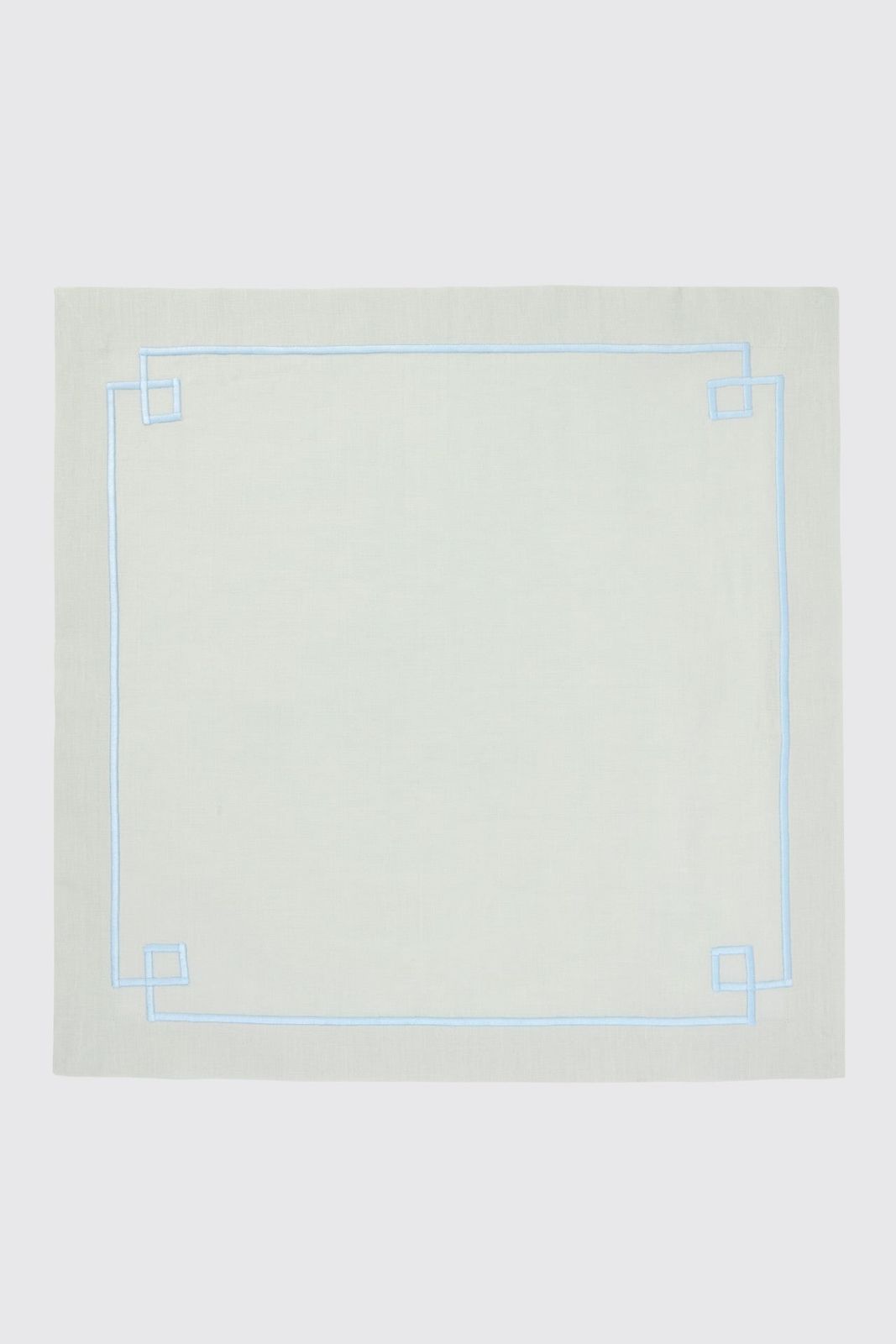 Set of 4 Inverted Aztec Napkins in Verde Greco & Blue Linen