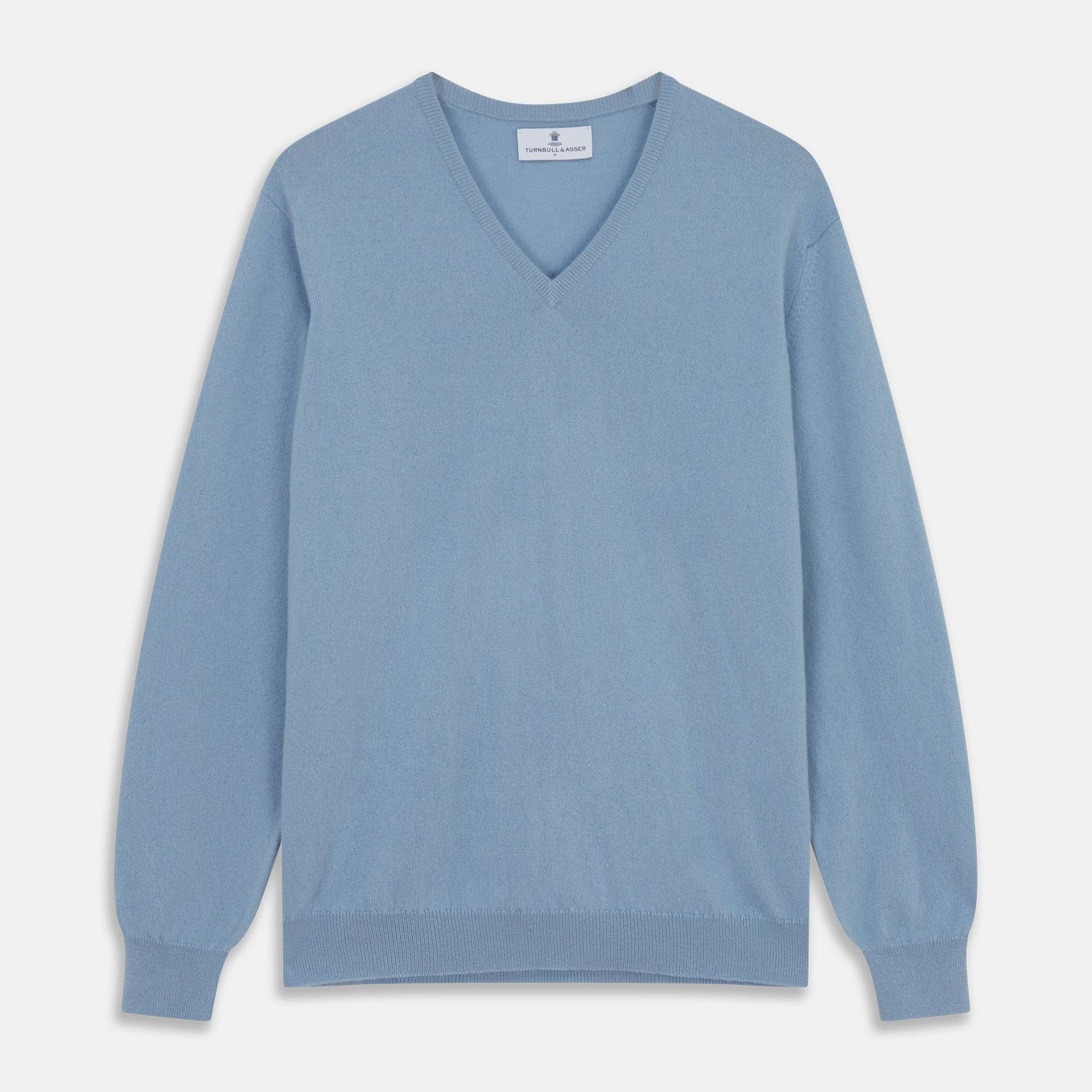 Pale Blue Cashmere Paden V-Neck Jumper