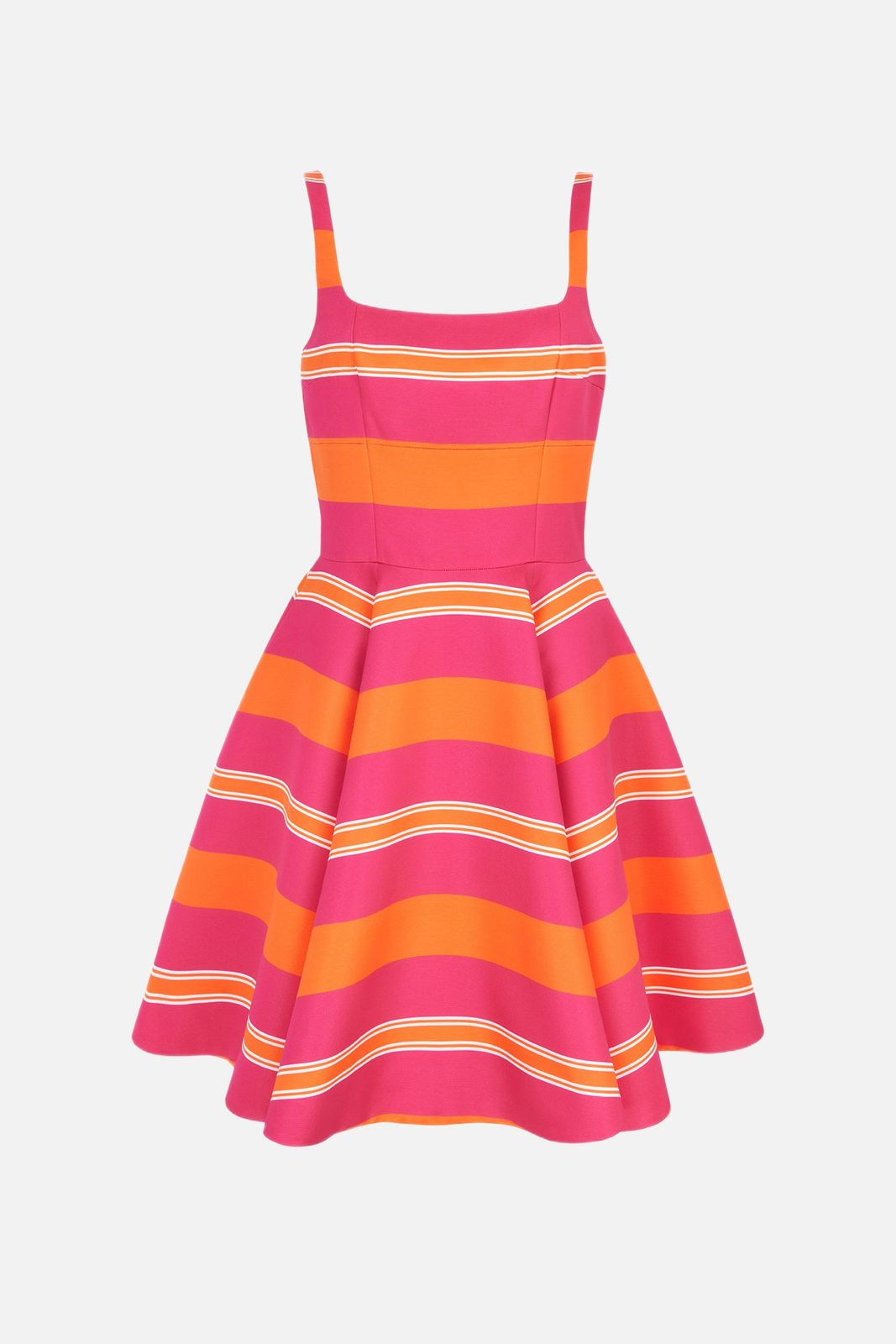 Mini Mona Dress in Hot Pink & Orange Striped Taffetta Faille