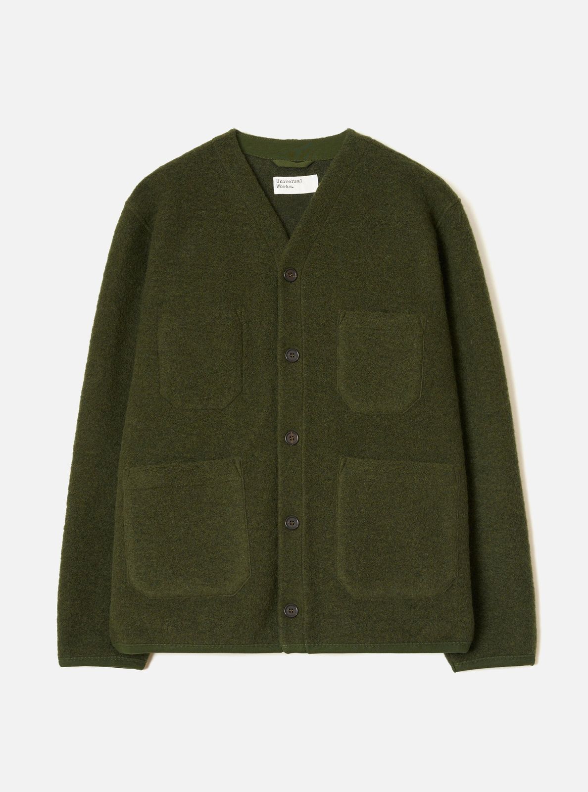Olive Wool Fleece Cardigan