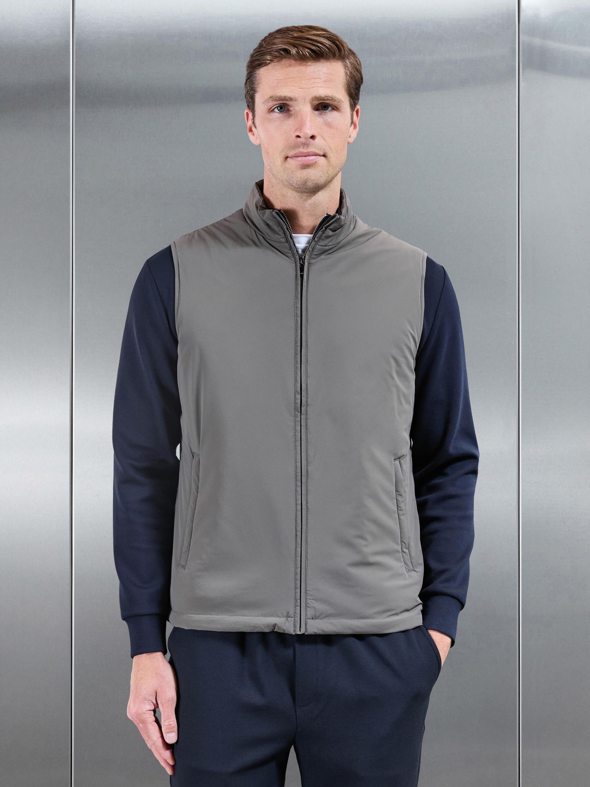 Padded Shell Gilet in Olive