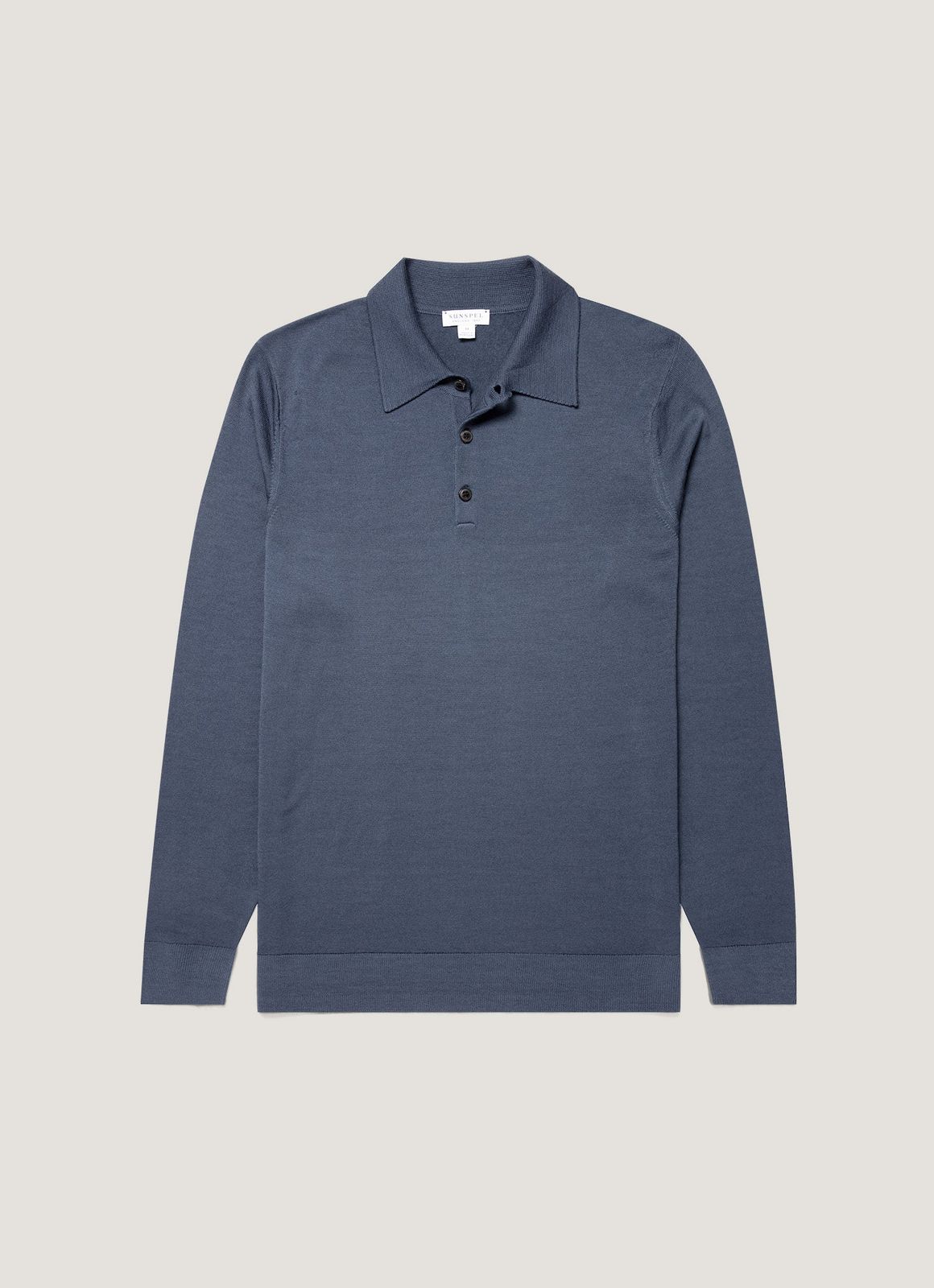 Men's Extra-Fine Merino Knitted Polo Shirt in Slate Blue