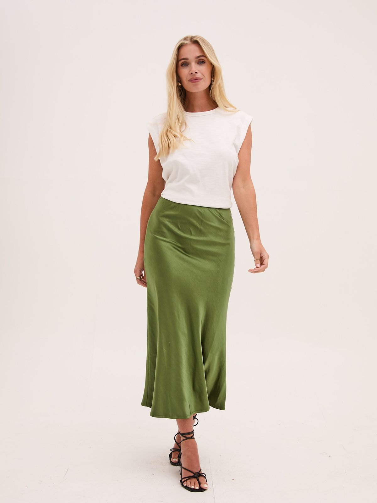 Angel Khaki Satin Skirt