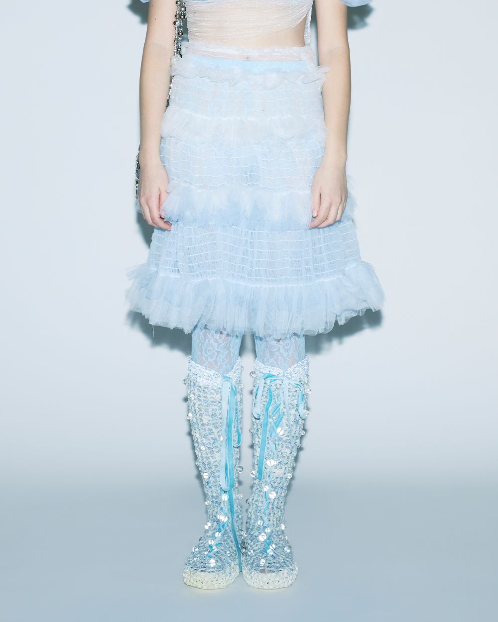 BLUE GRADIENT SMOCKED SKIRT