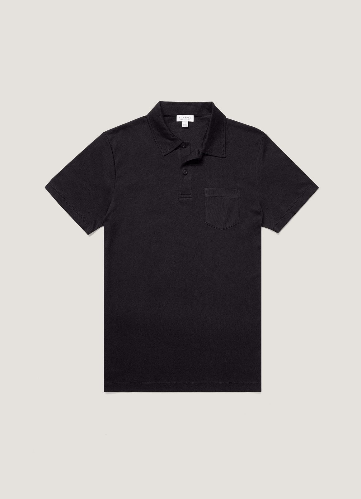 Men's Sea Island Cotton Jersey Polo Shirt in Black