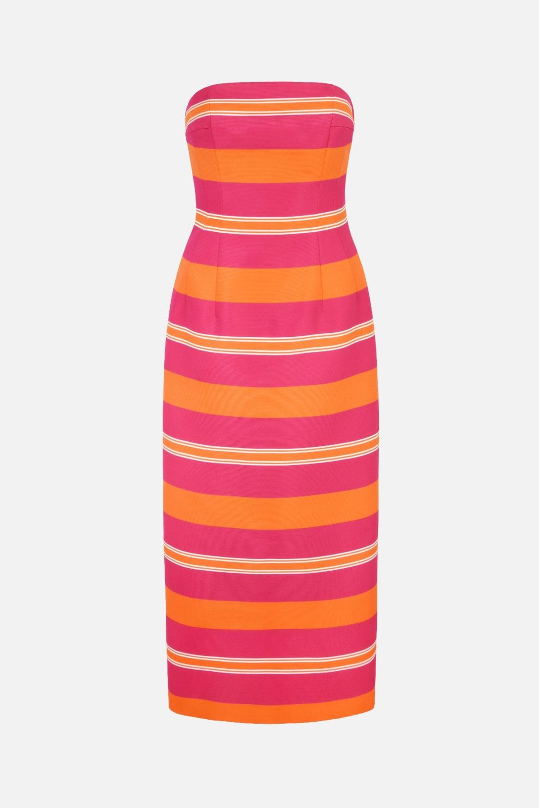 Leila Dress in Hot Pink & Orange Stripe Taffeta Faille