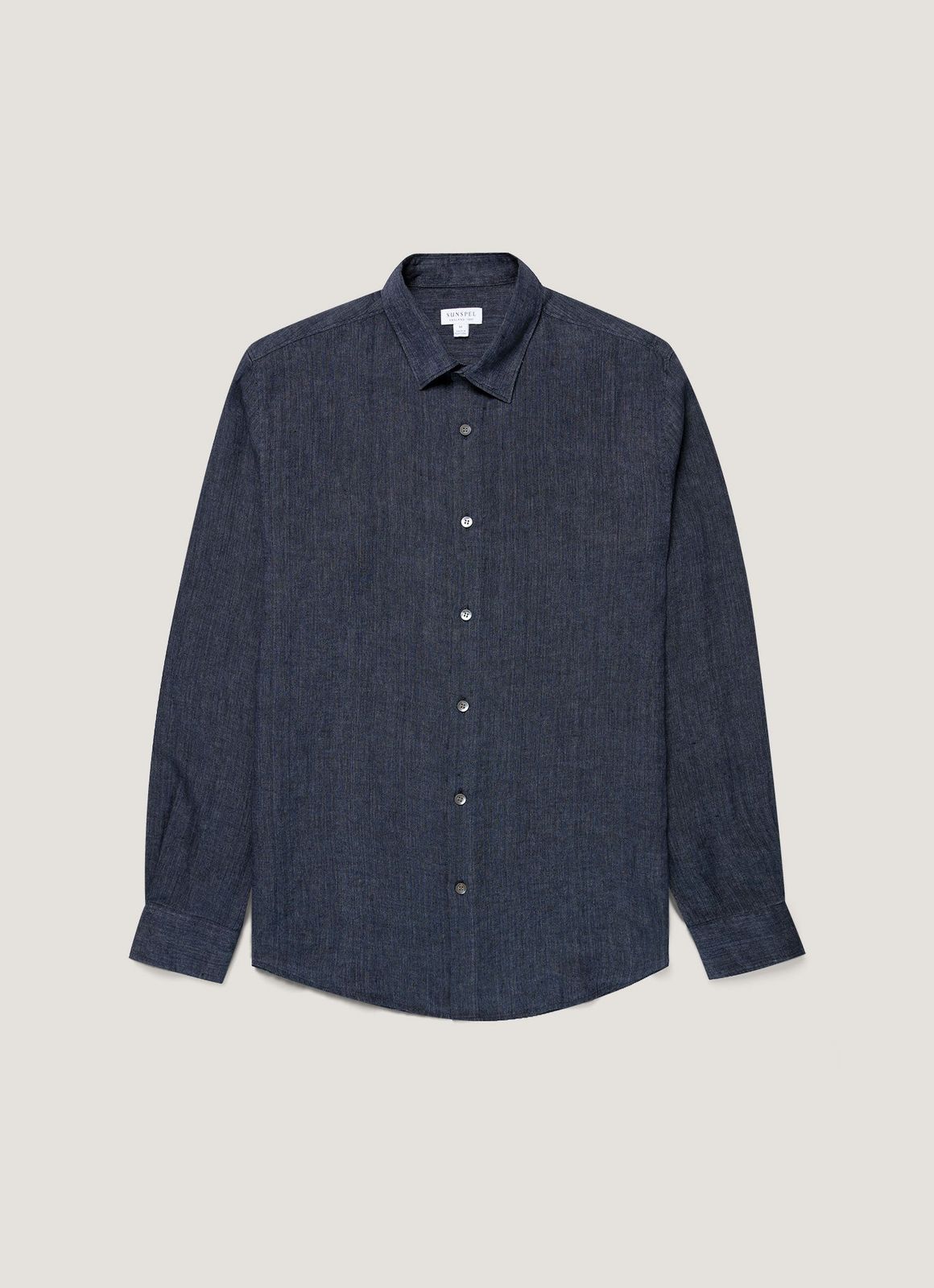 Men's Linen Shirt in Navy Melange