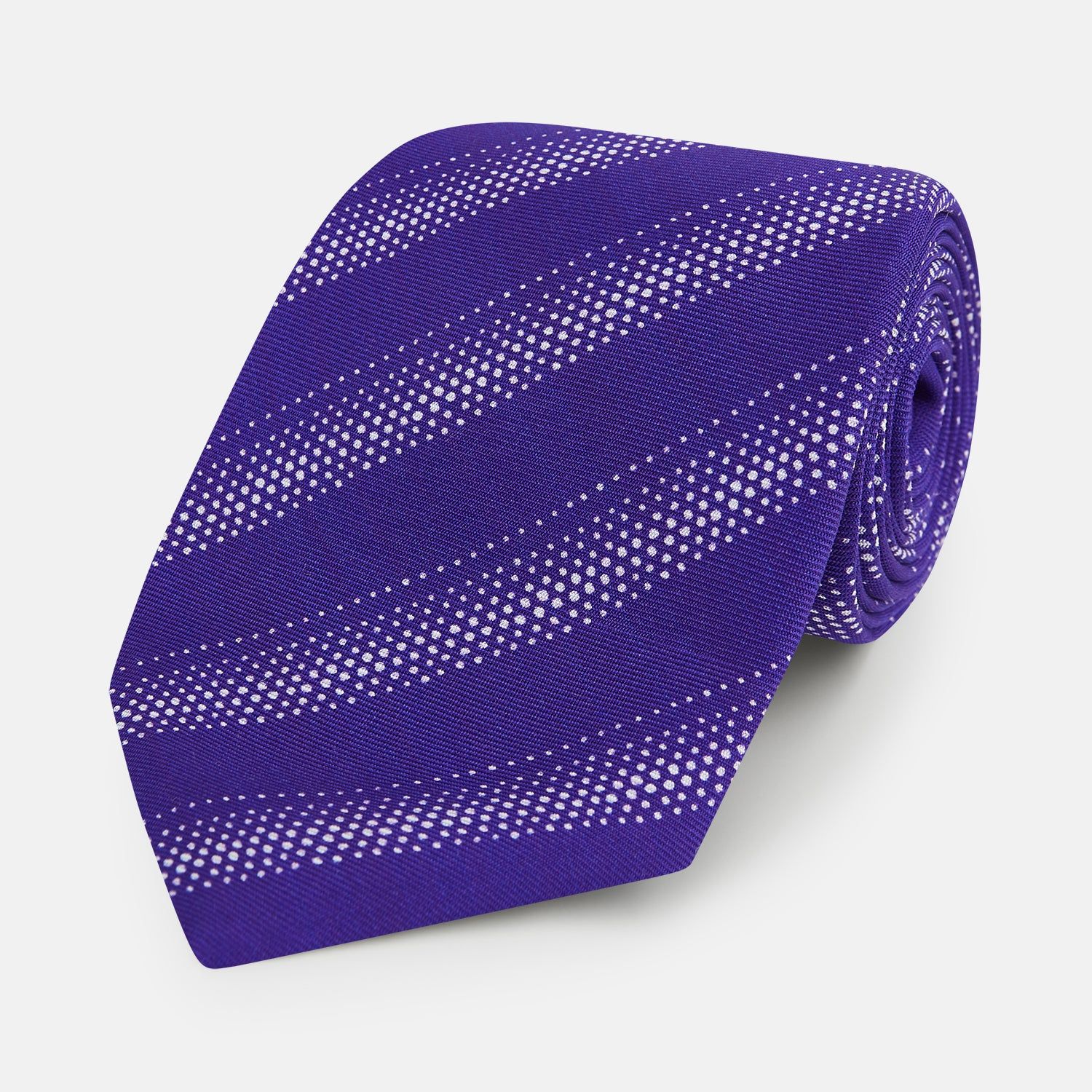 Purple Dotted Stripe Printed Silk Tie