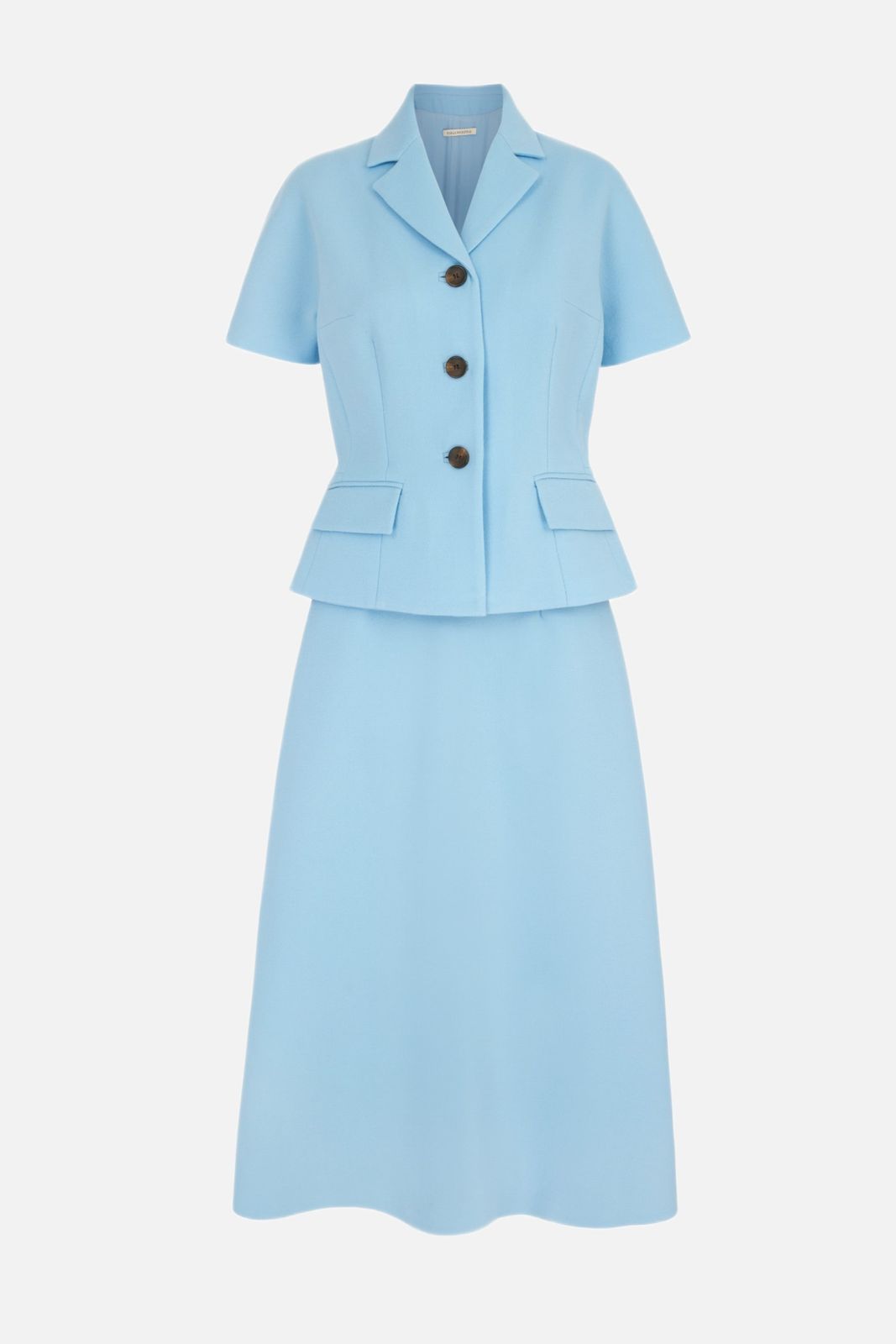 Alexina Dress in Pale Blue Single Wool Crepe