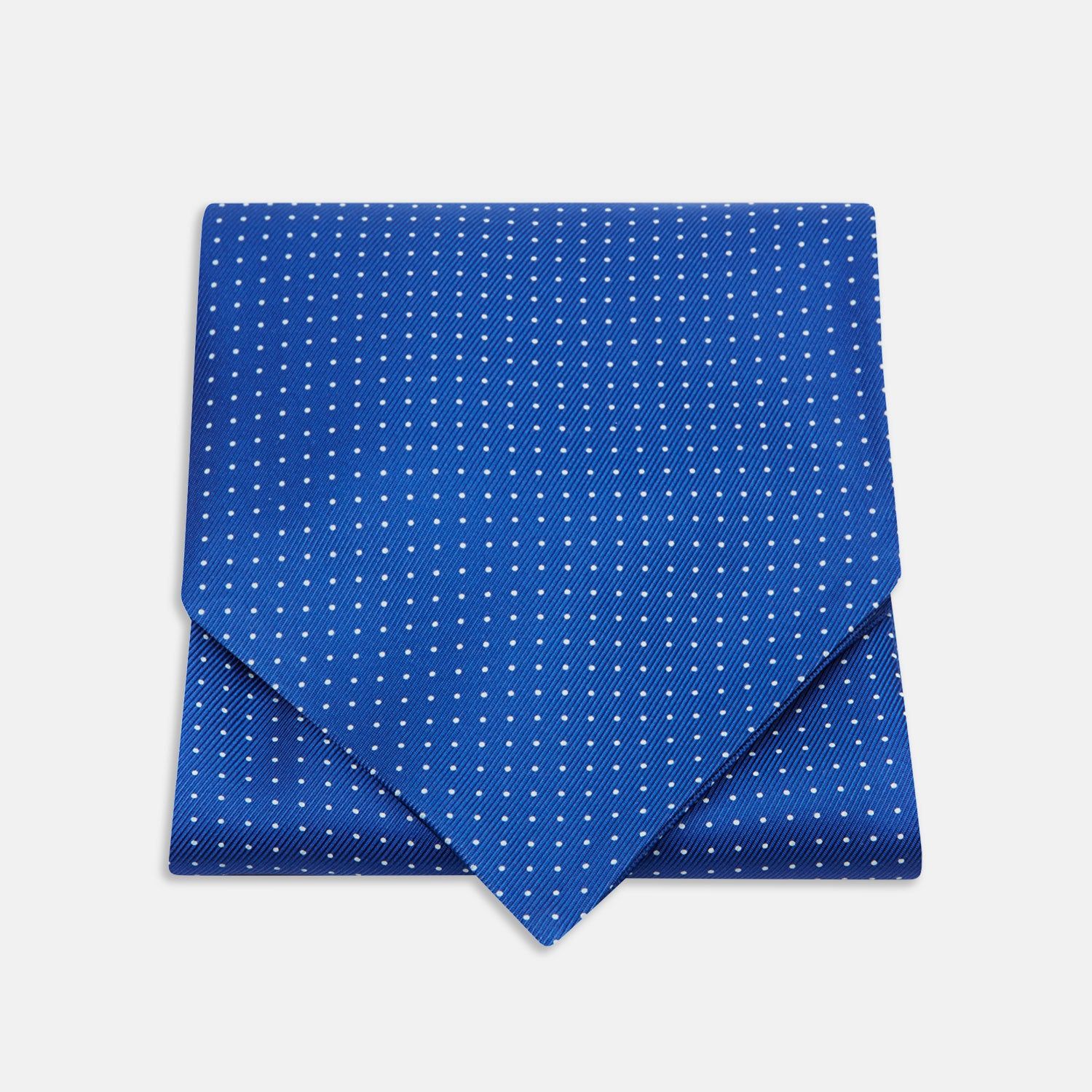 Royal Blue and White Small Spot Silk Ascot Tie