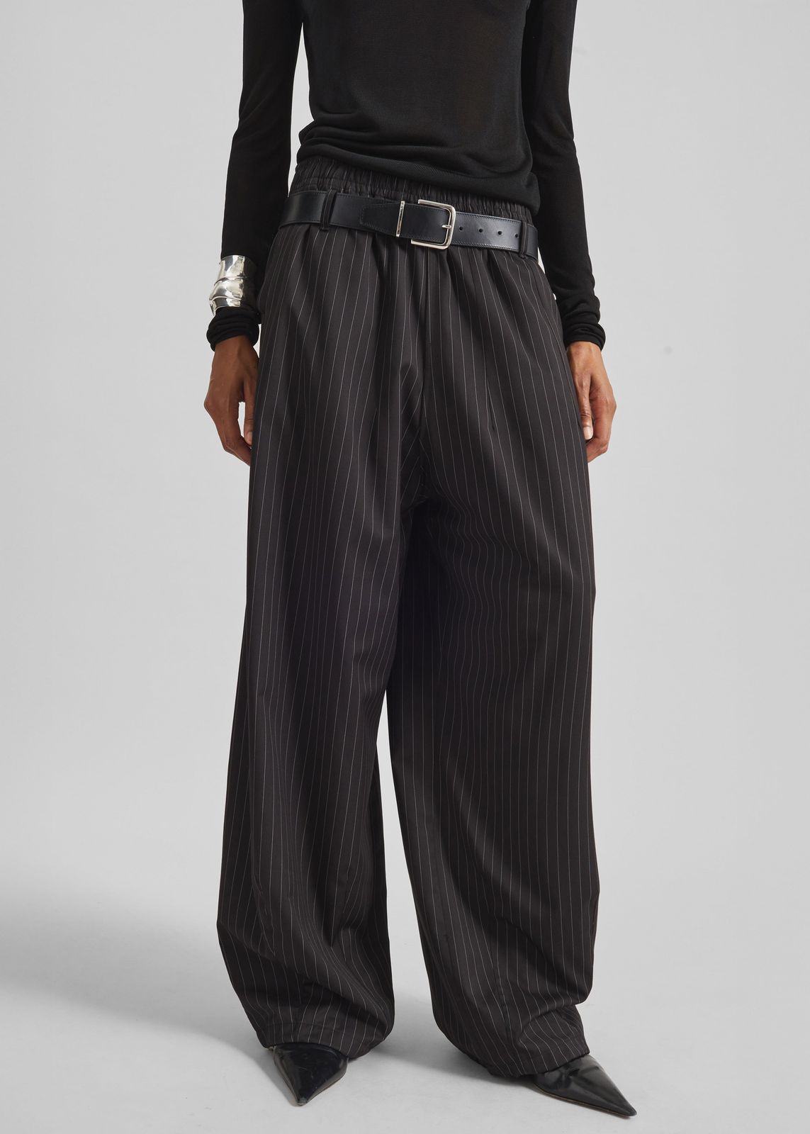 Oakdale Track Pants - Black/White Pinstripe