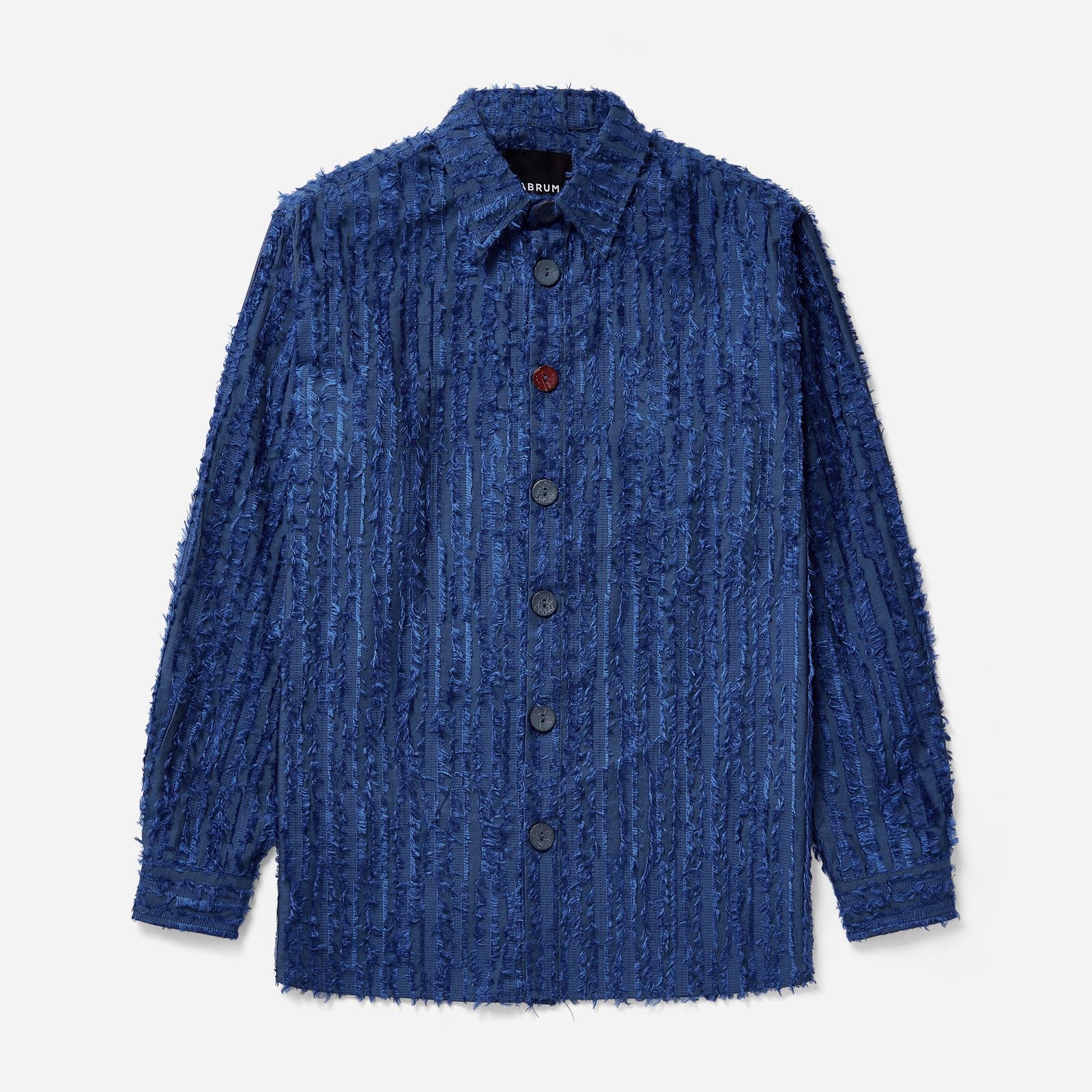Blue Frayed Striped Shirt