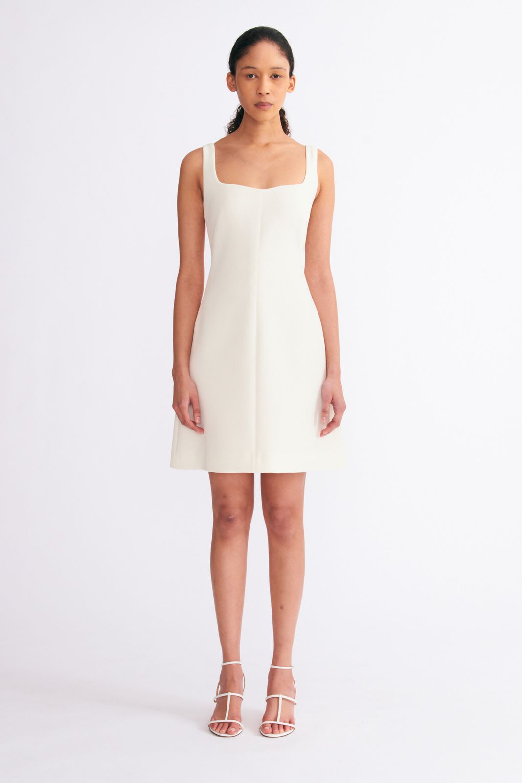 Theoni Dress in Ivory Double Crepe