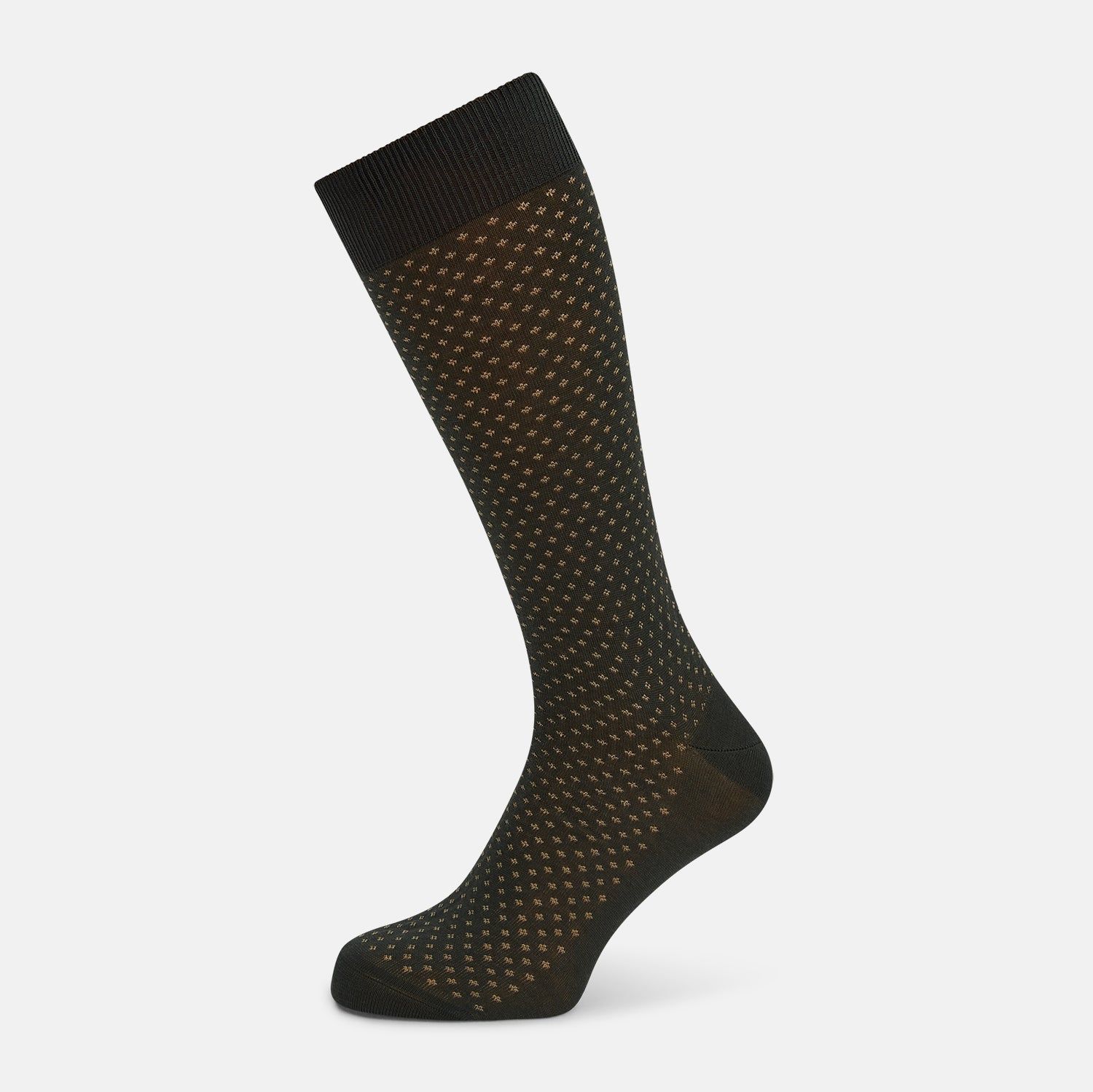 Forest Green Motif Mid-Length Socks