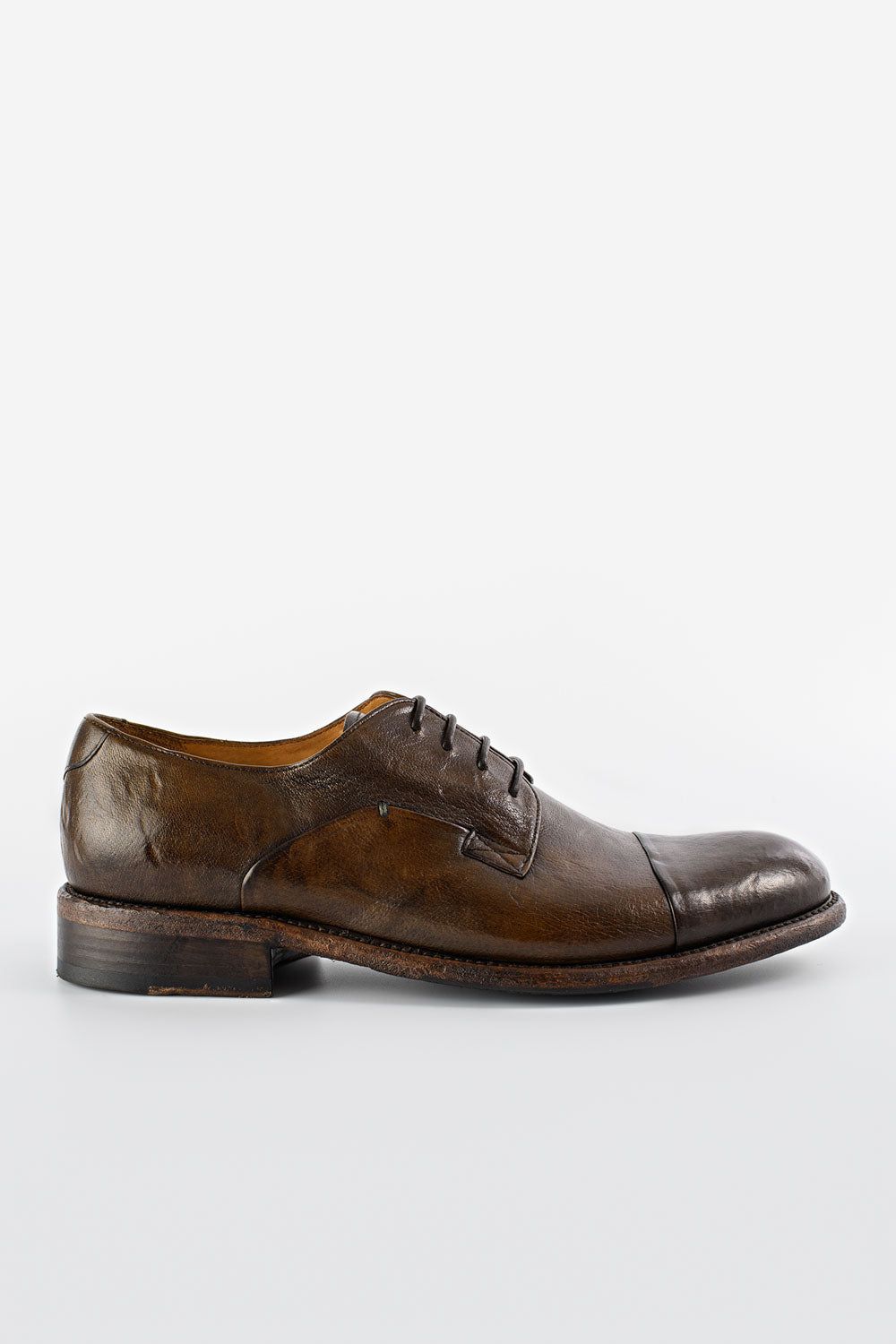 KNIGHTON moss-green derby shoes.