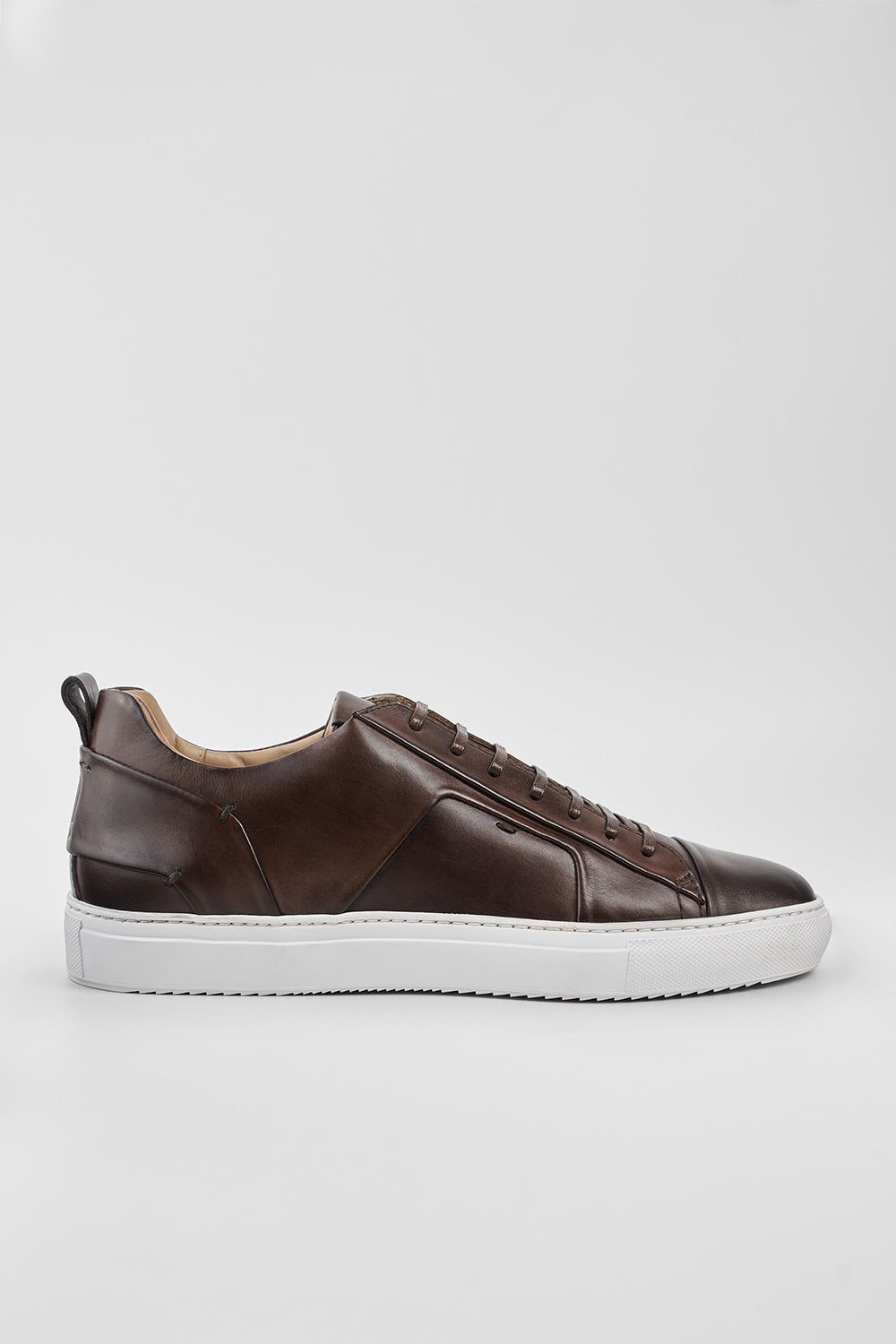 SKYE noble-brown folded patina sneakers.