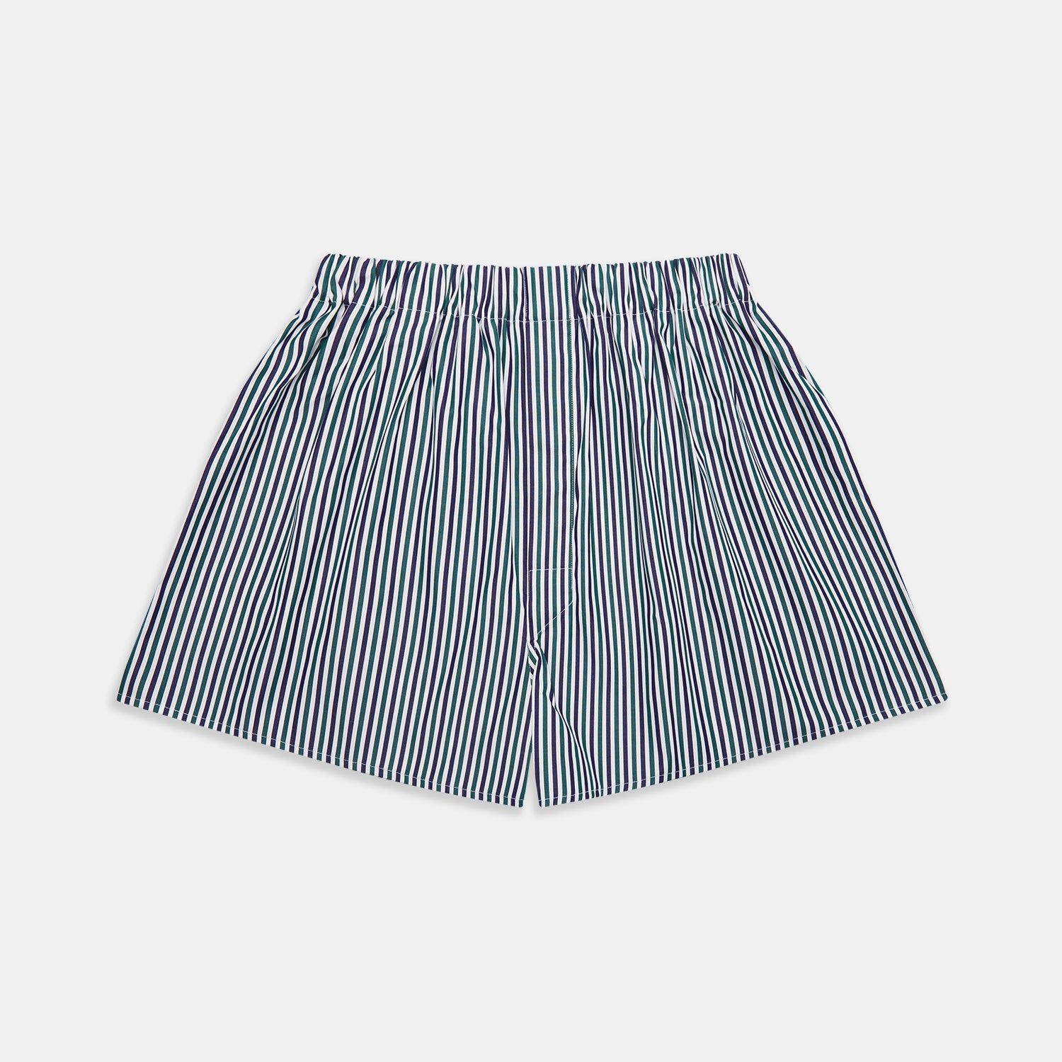 Green and Blue Stripe Cotton Godfrey Boxer Shorts