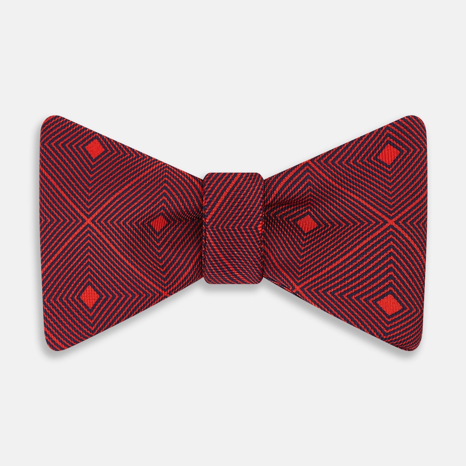RED GEOMETRIC SILK BOW TIE