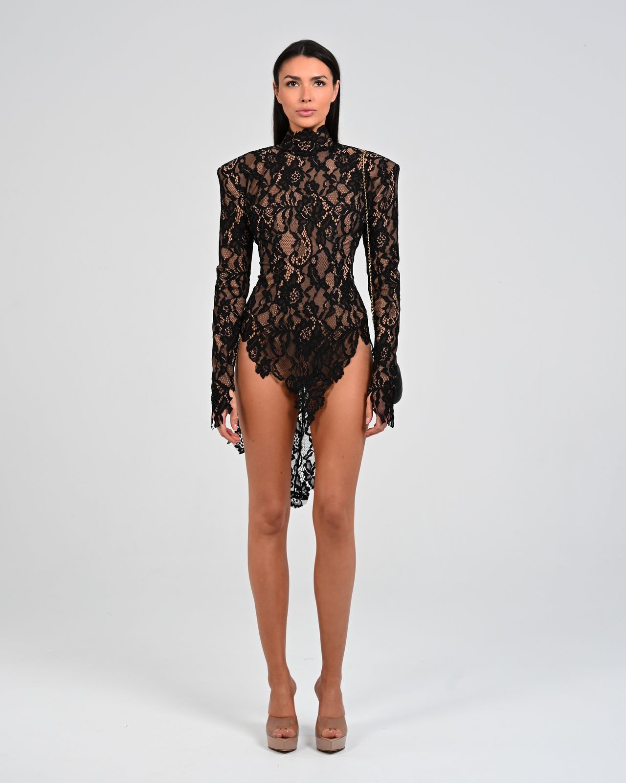 Gardinia Romper in Black Lace Ready To Ship