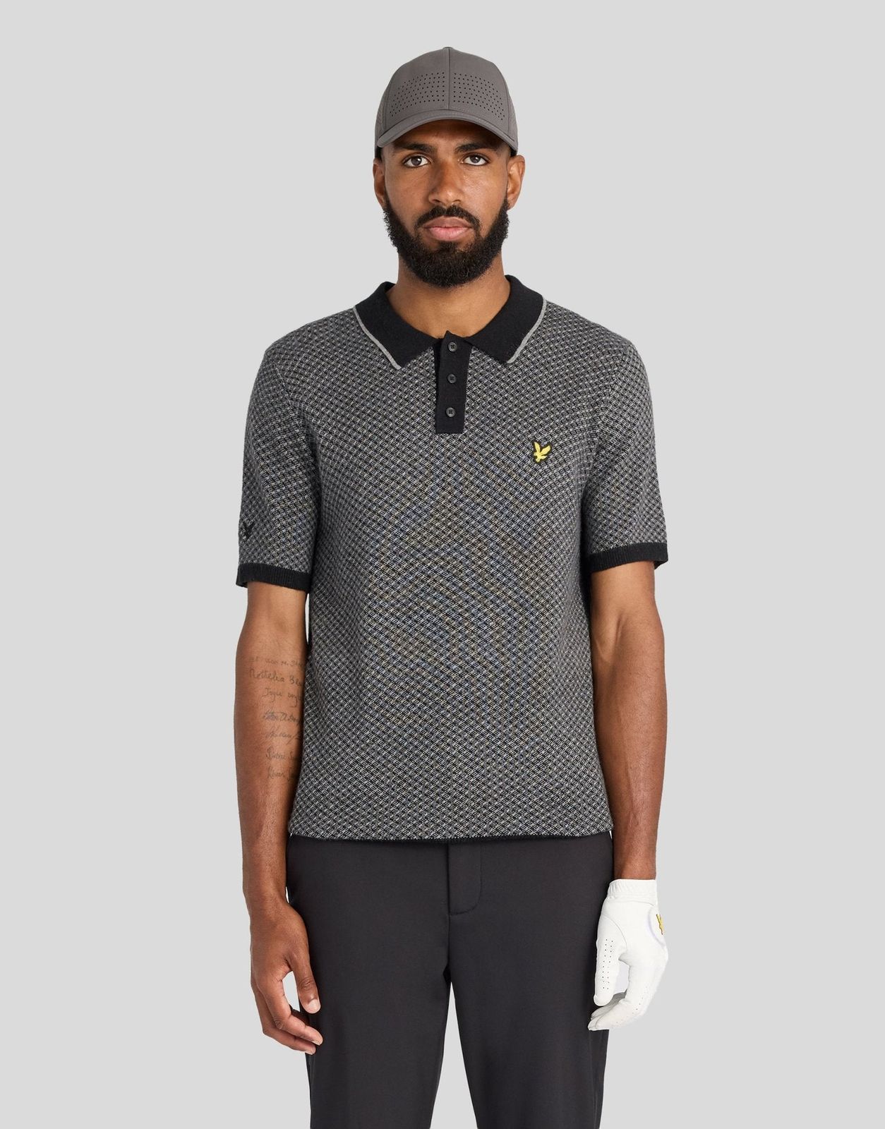 Cashmere Blend Cross Hatch Polo Shirt