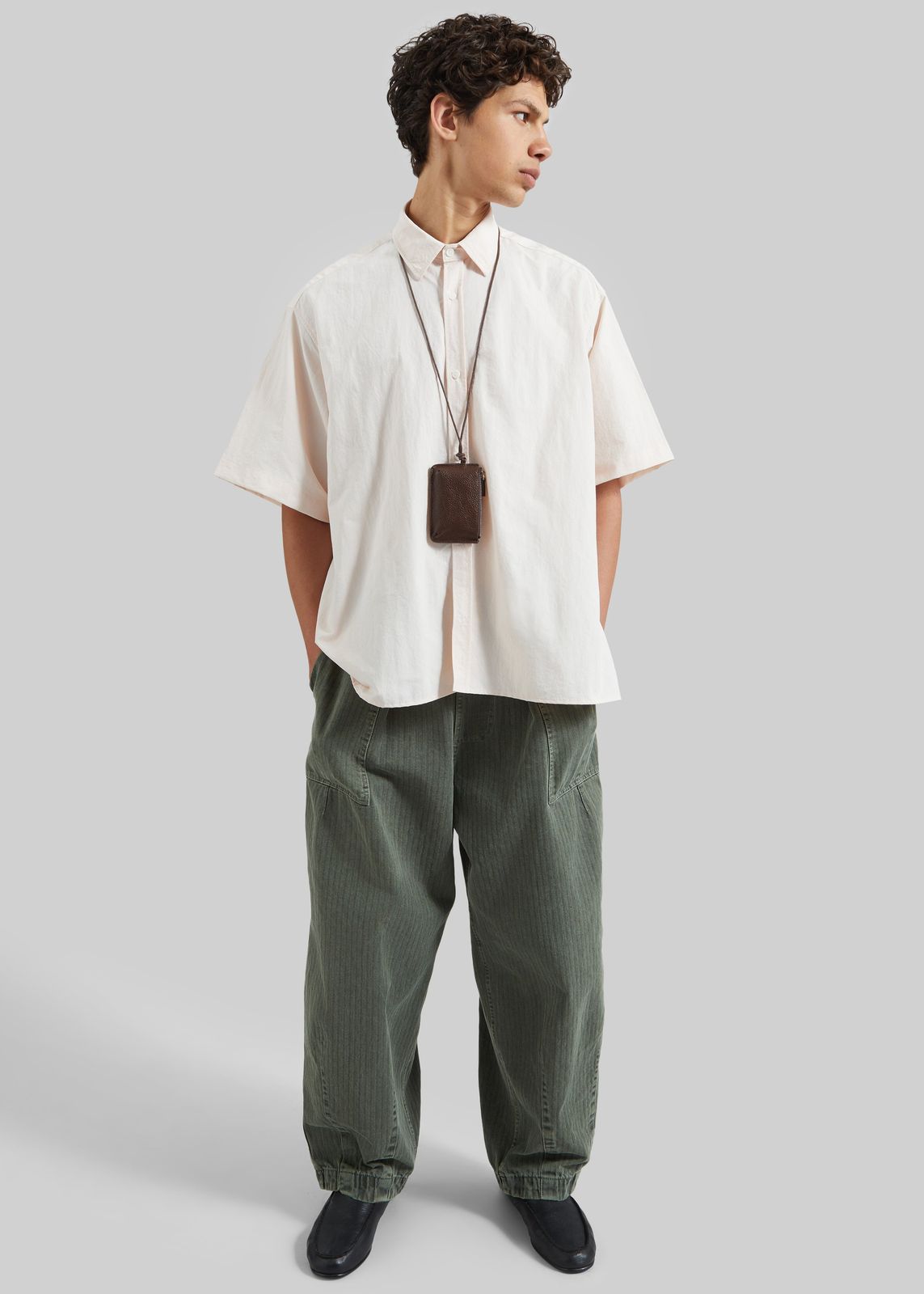 Bernay Herringbone Balloon Pants - Pale Olive