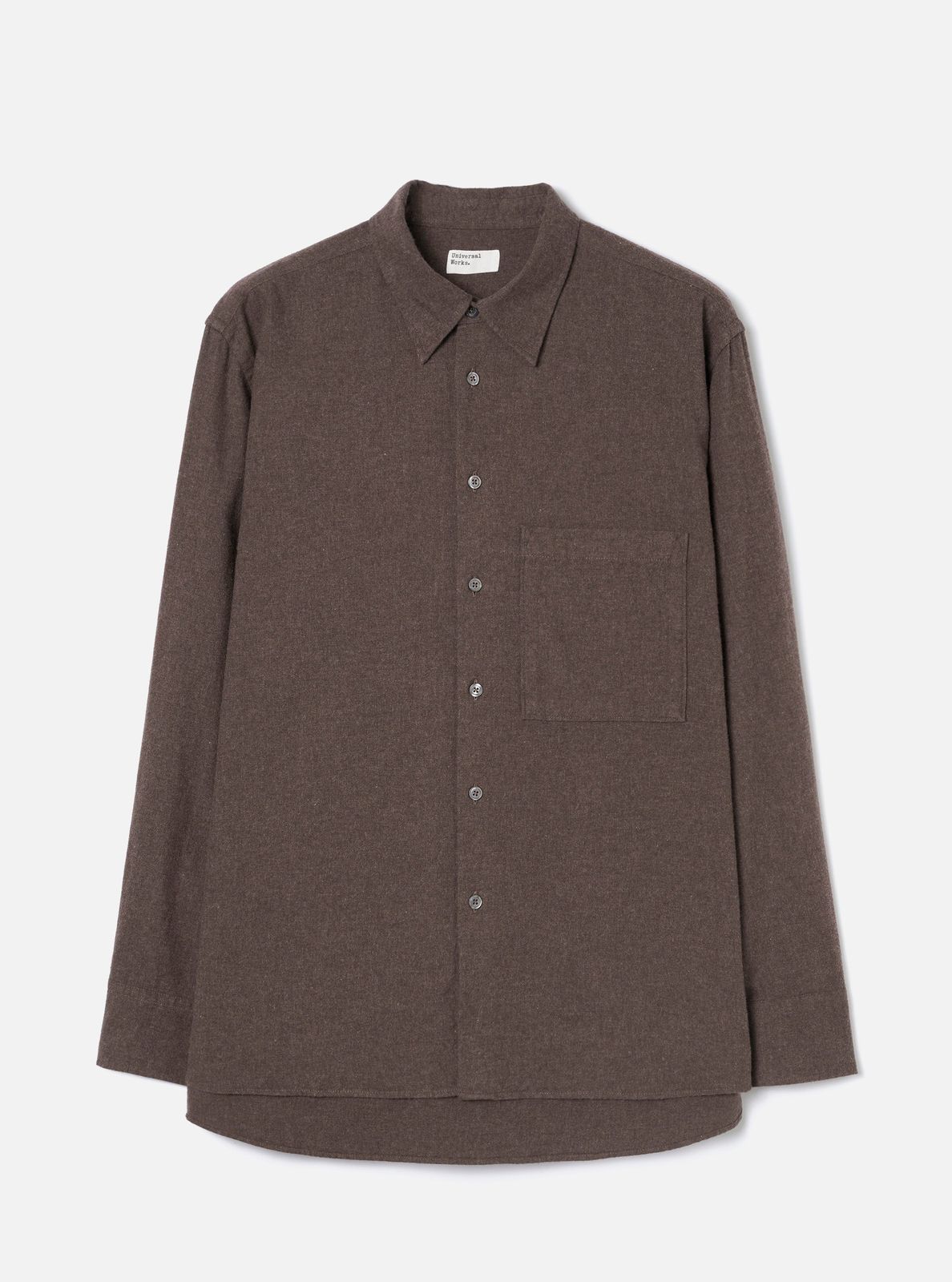 Brown Brushed Flannel Square Pocket Shirt