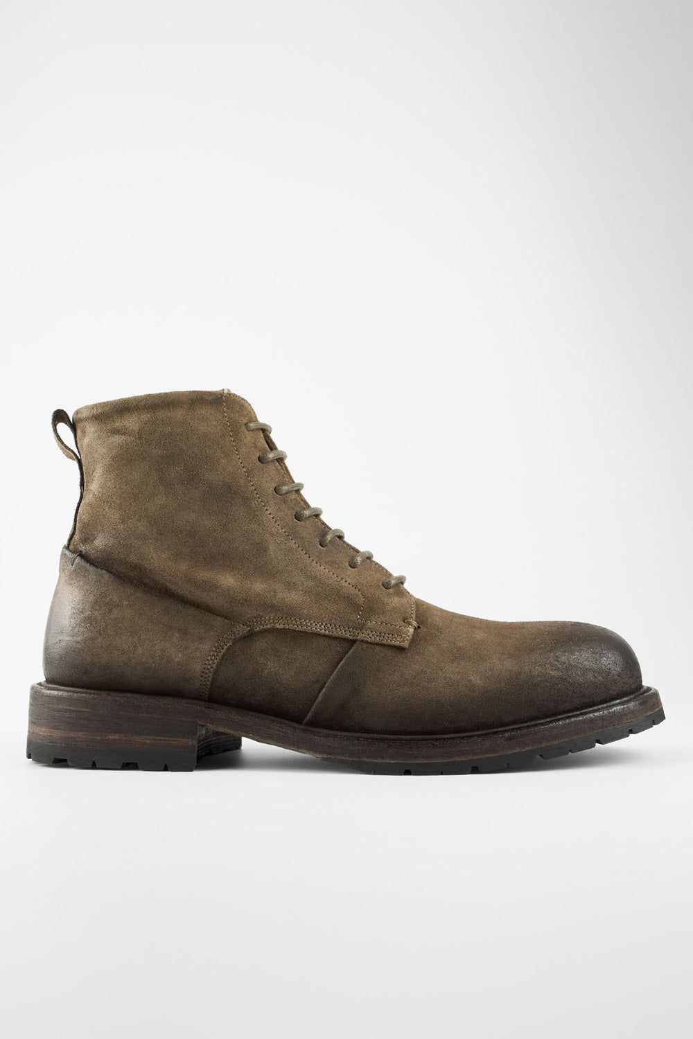 ROWLEY dry-moss folded suede lace up boots.