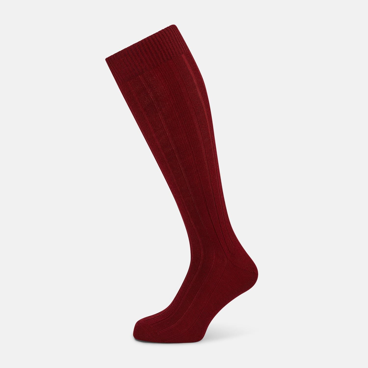 Burgundy Ribbed Wool Long Socks
