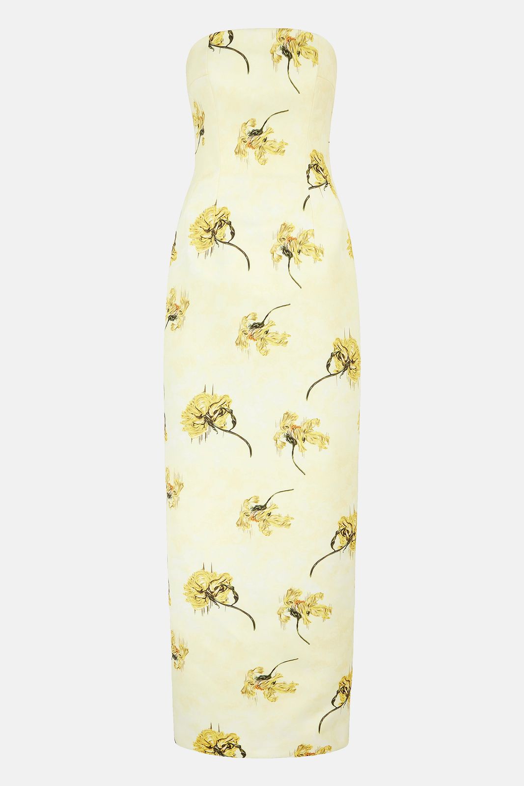 Laelia Dress In Genzianella In Yellow Flowers On Lemon