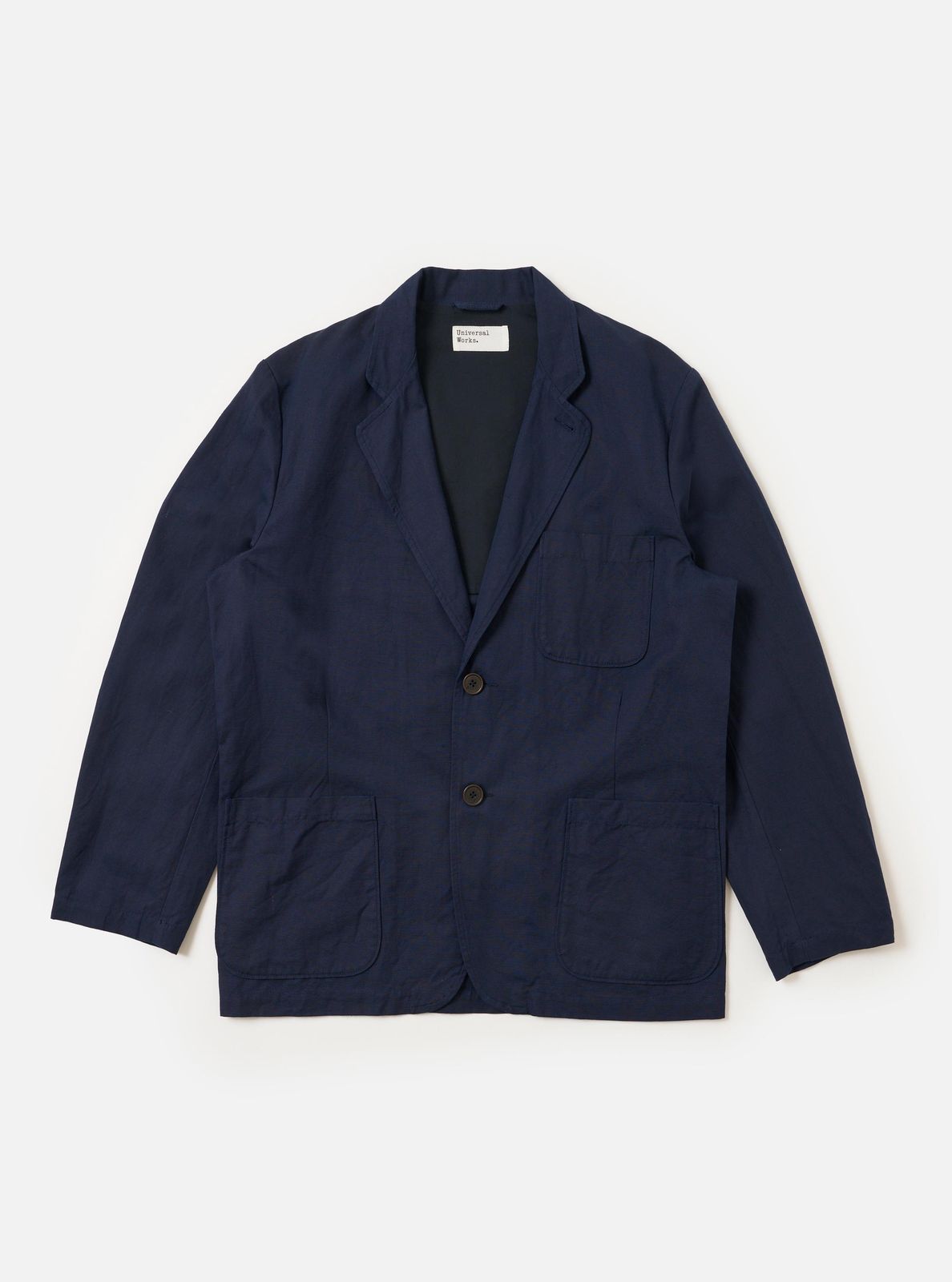 Navy Linen Slub Weave Two Button Jacket