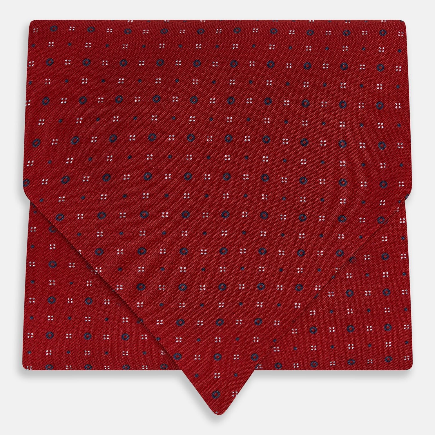 Red Geometric Pin-Dot Printed Silk Cravat