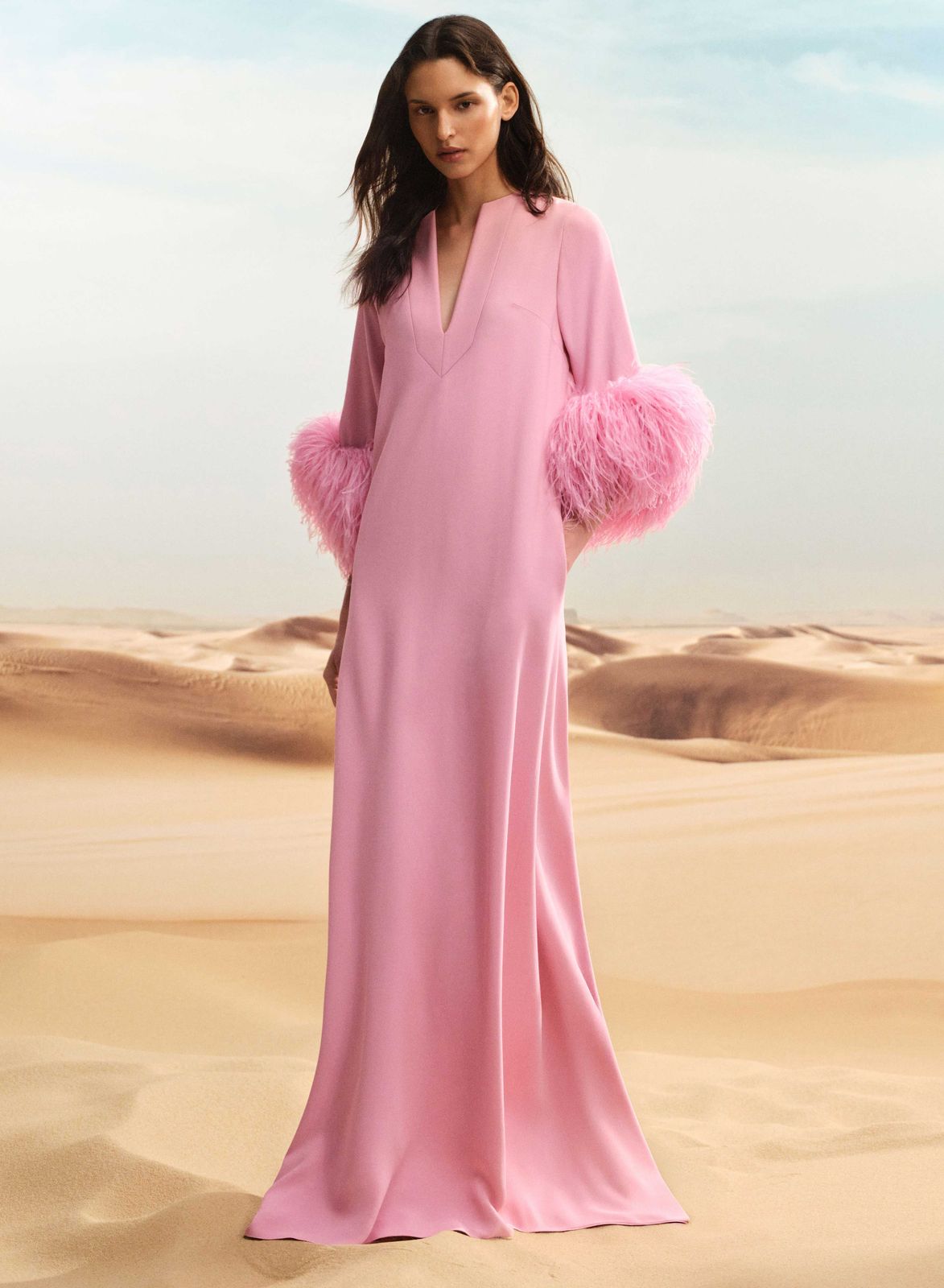 Feather Trimmed Kaftan