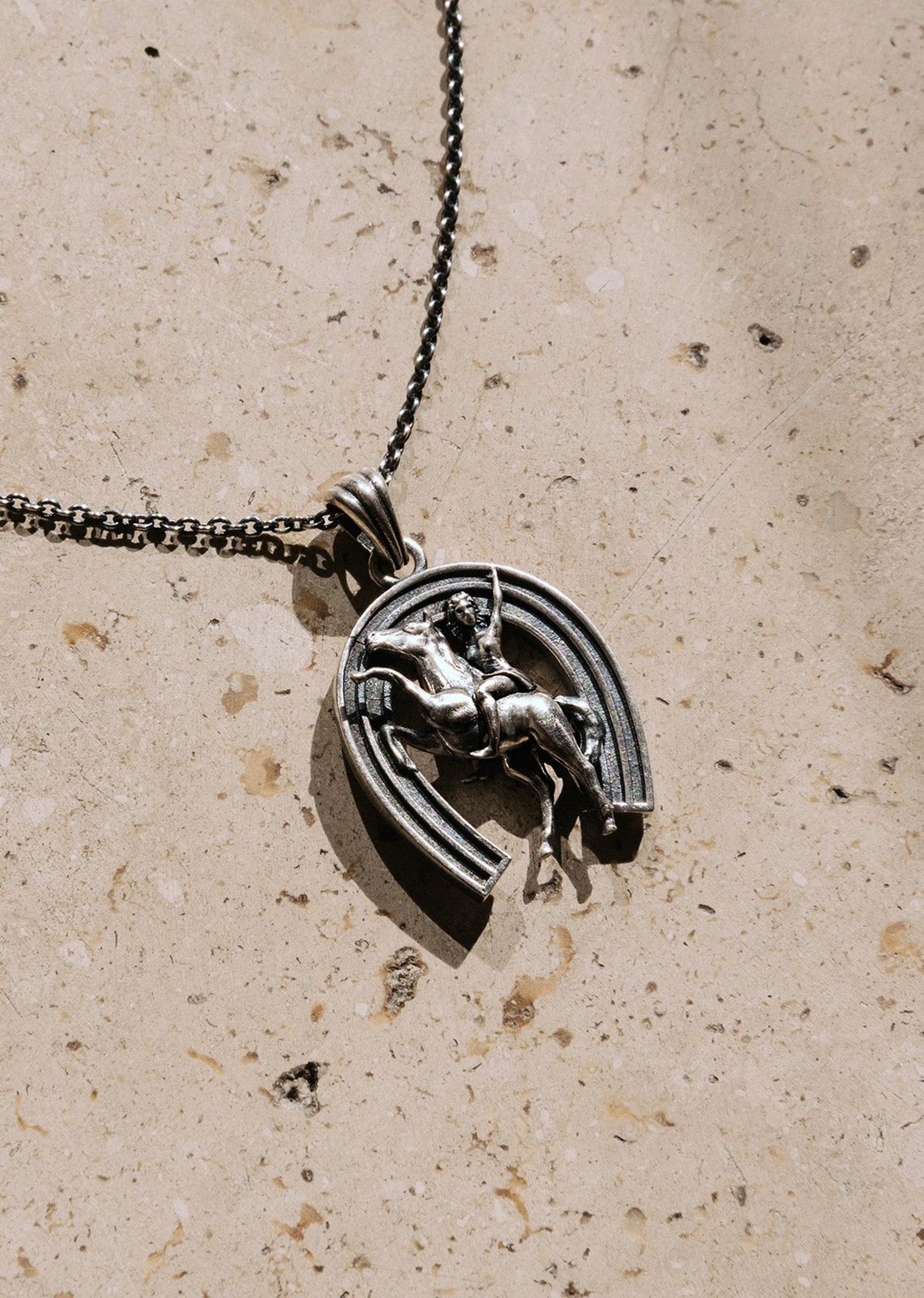 Silver Cowgirl Horseshoe Pendant Necklace