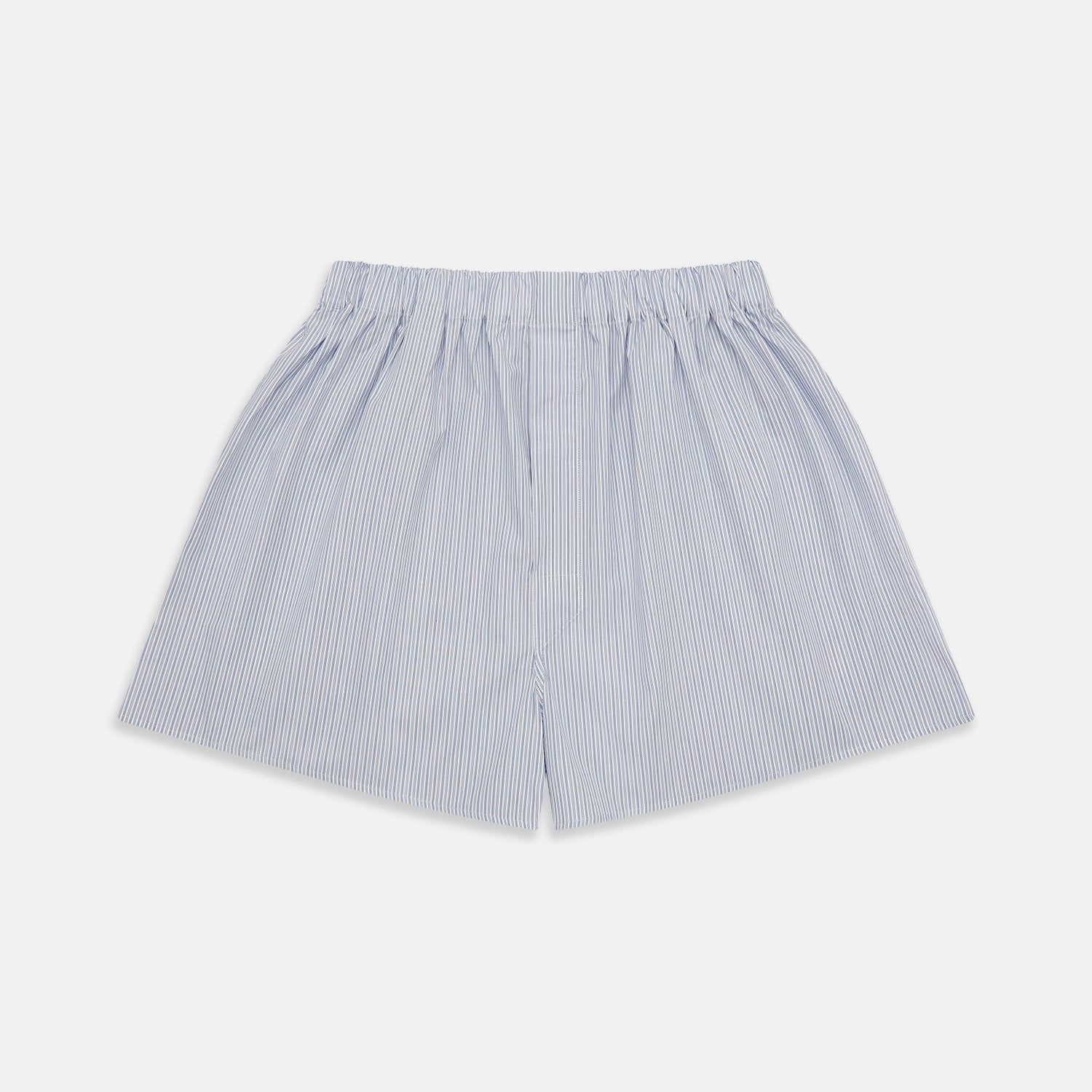 Blue Multi Stripe Cotton Godfrey Boxer Shorts