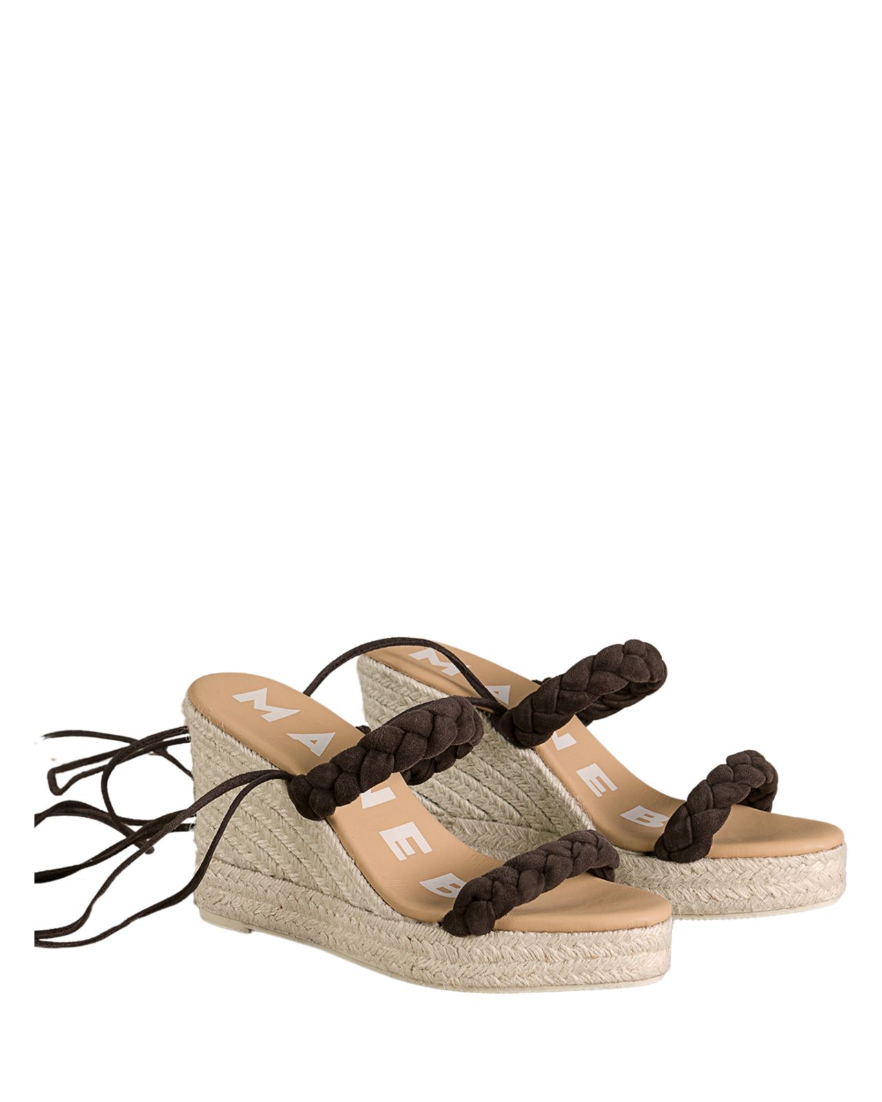 Two Braided Bands Chocolate Wedge Espadrille