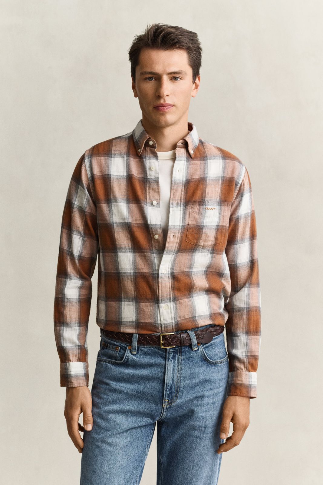 Checked Windblown Flannel Shirt - EVENING BLUE