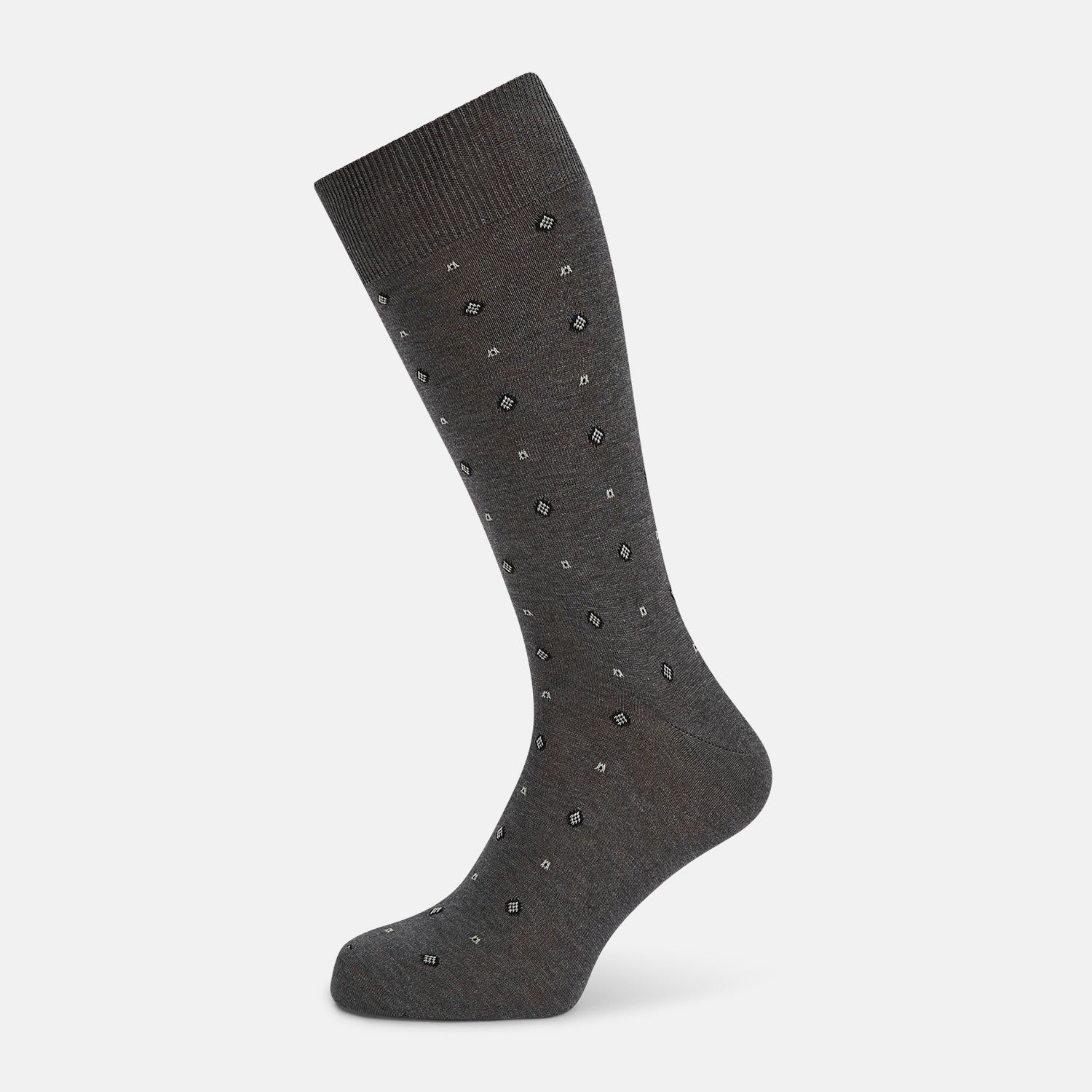 Grey Patterned Mid-Length Socks