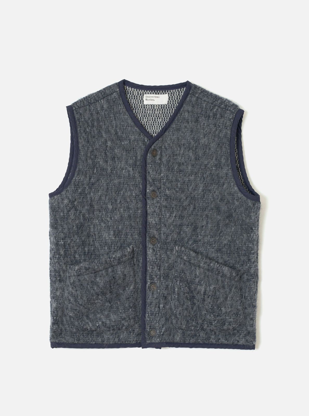 Navy/Pale Grey Losso Mohair Mix Lancaster Gilet